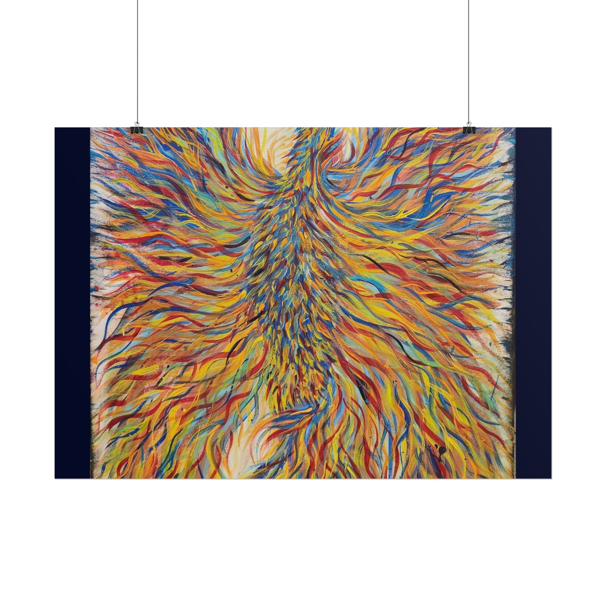 Abstract Phoenix Art Poster — Colorful Whimsical Wall Print