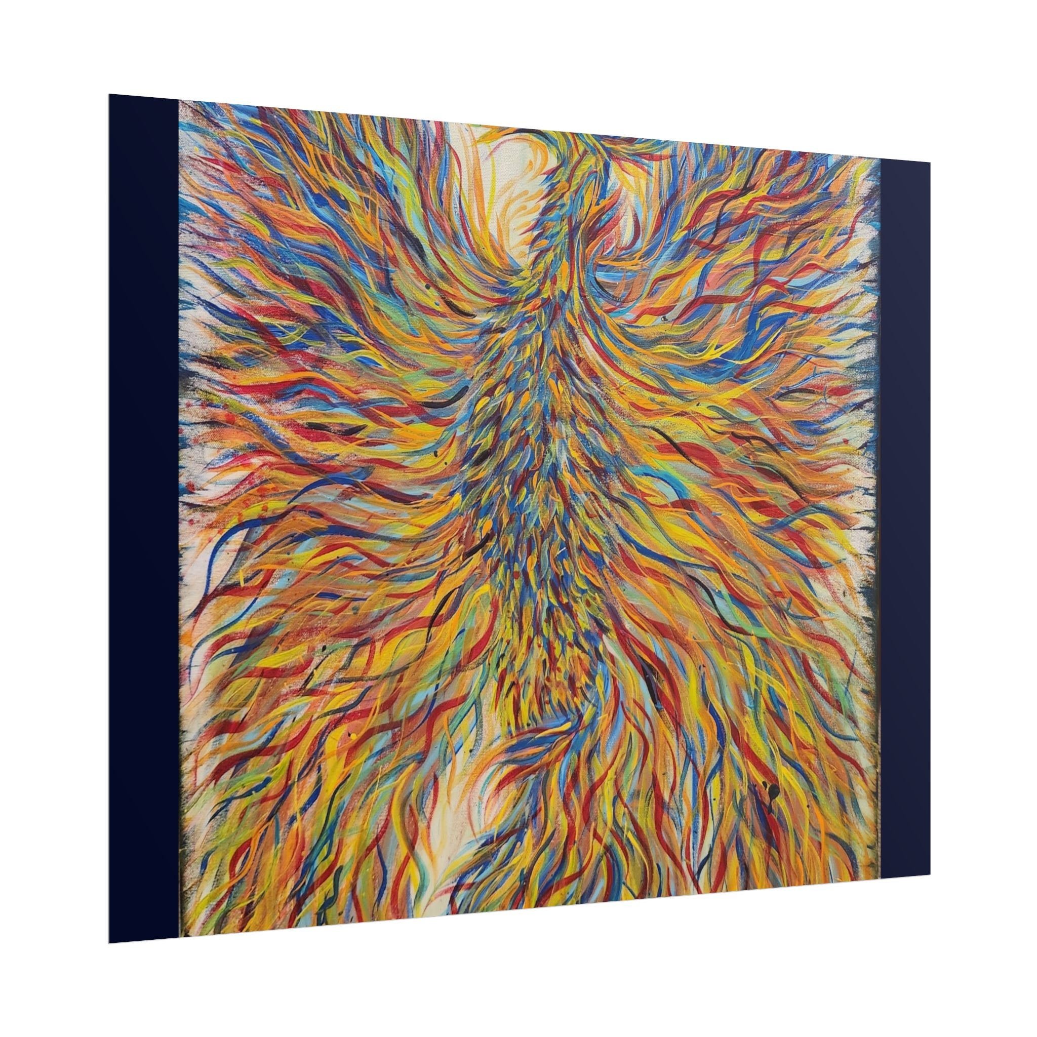 Abstract Phoenix Art Poster — Colorful Whimsical Wall Print