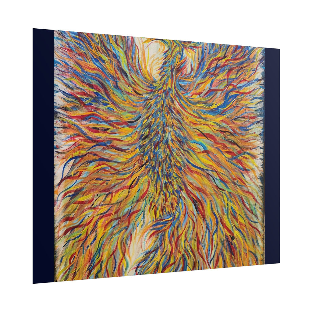 Abstract Phoenix Art Poster — Colorful Whimsical Wall Print