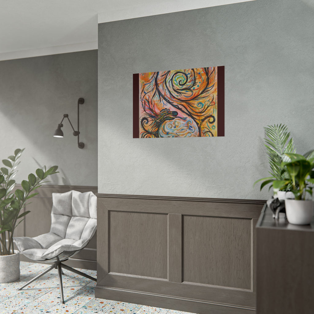 Abstract Spiral Dragon Art Poster – Colorful Swirl Wall Print