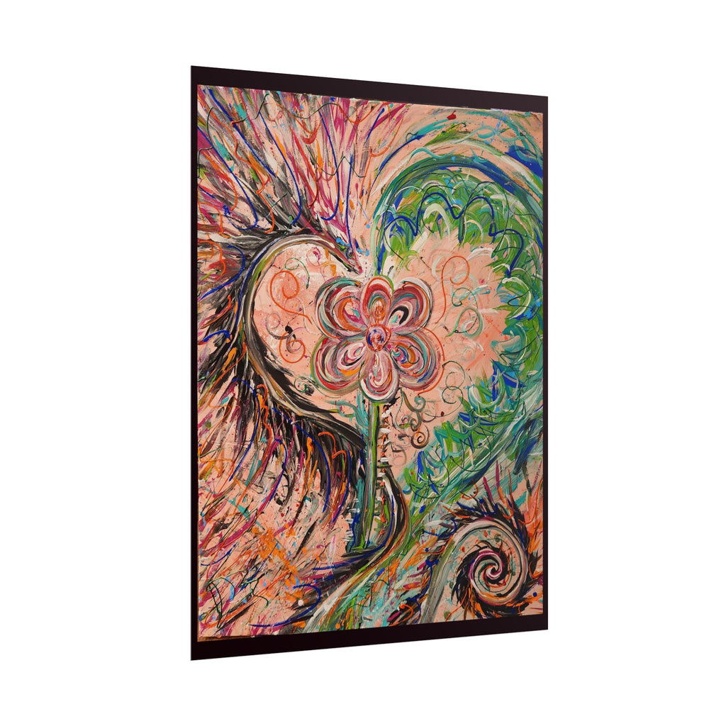 Dragon Abstract Floral Heart Poster — Colorful Swirl Flower Art Print (Rolled Poster)