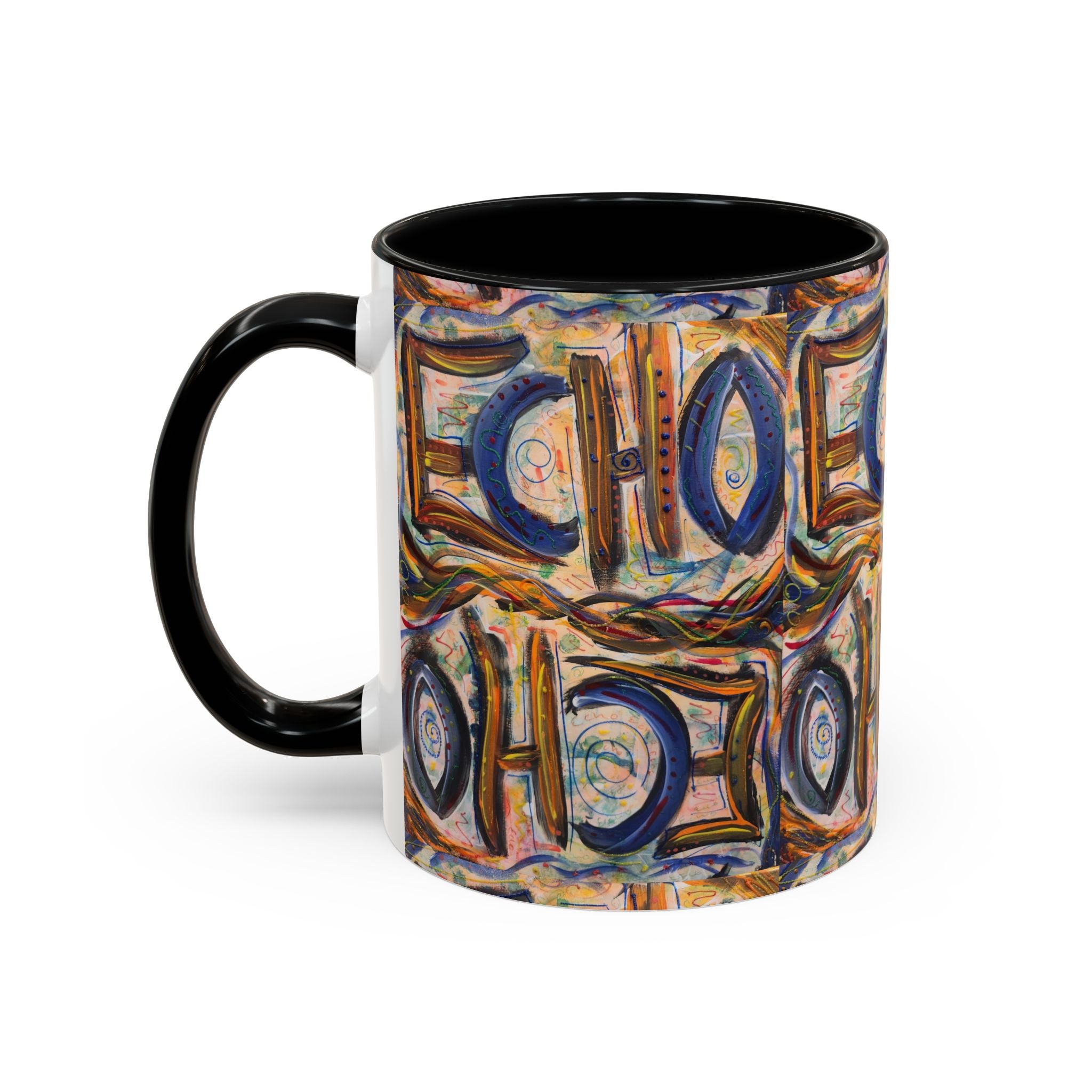Echo Abstract Geometric Accent Coffee Mug – Colorful Modern Art Design (11/15 oz)