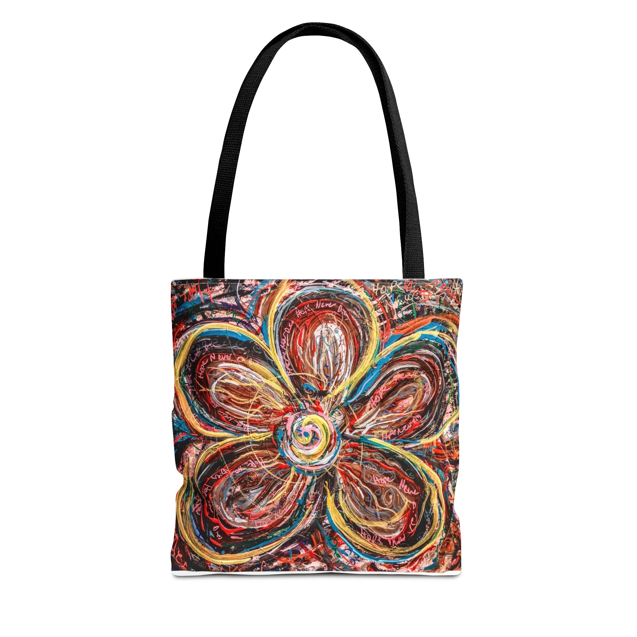 Abstract Flower Tote Bag — Colorful Swirl Bloom All-Over Print Tote