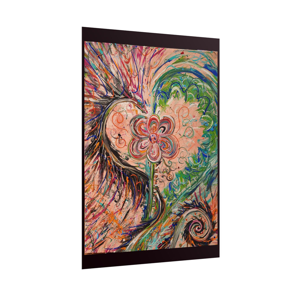 Dragon Abstract Floral Heart Poster — Colorful Swirl Flower Art Print (Rolled Poster)