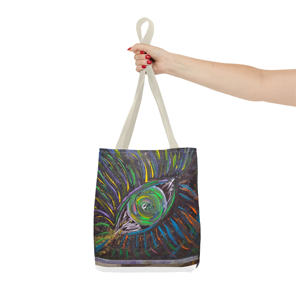 Peacock Eye Art Tote Bag — Colorful Boho AOP Canvas Tote