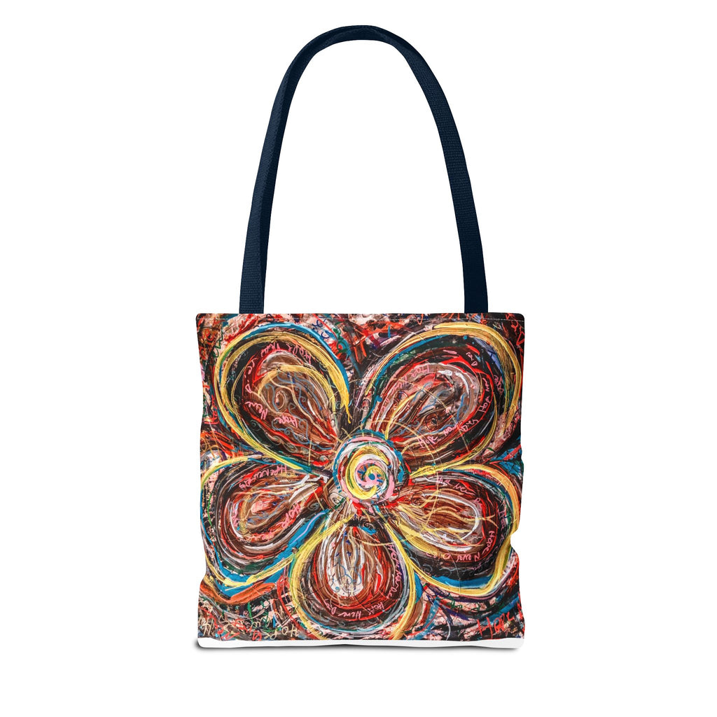 Abstract Flower Tote Bag — Colorful Swirl Bloom All-Over Print Tote