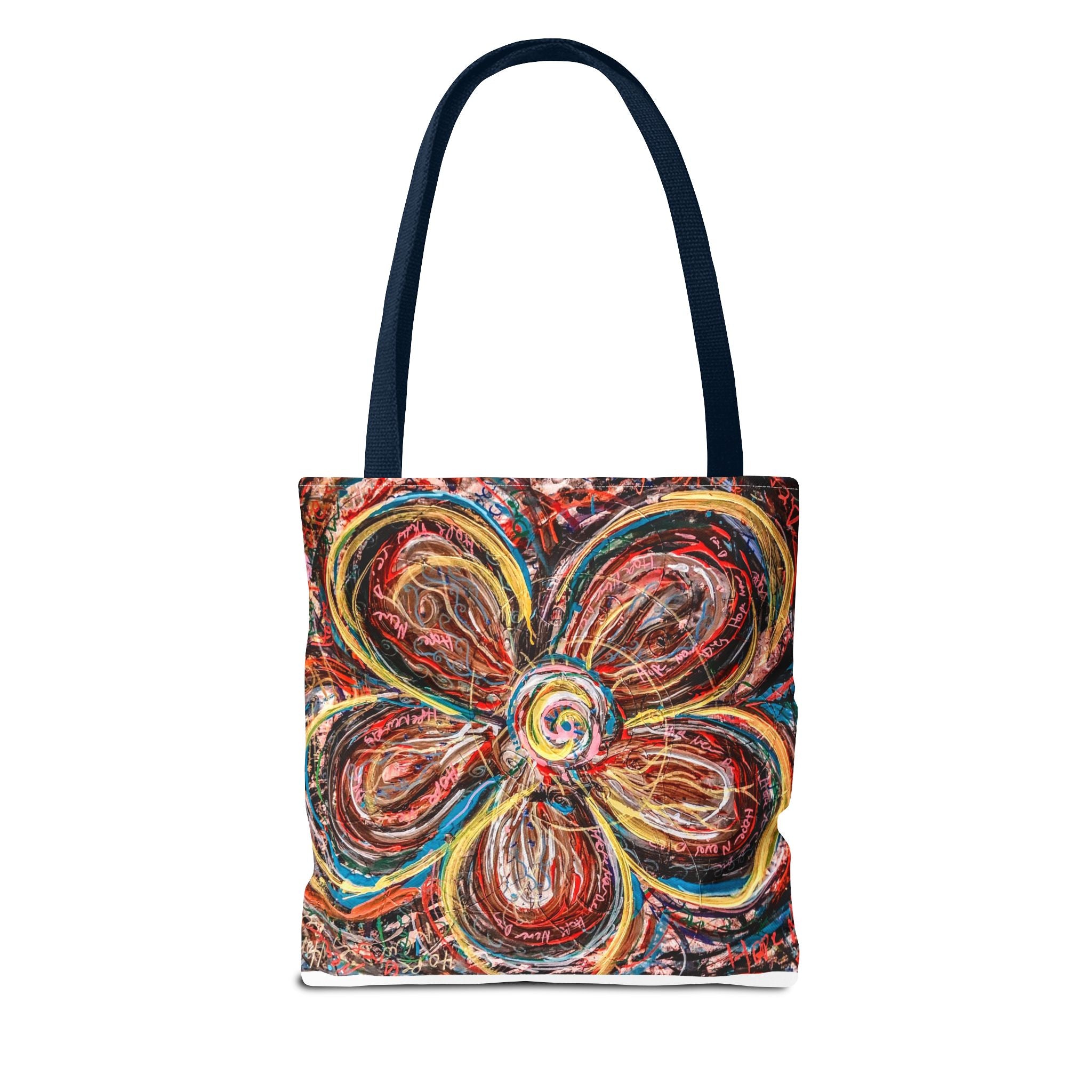 Abstract Flower Tote Bag — Colorful Swirl Bloom All-Over Print Tote