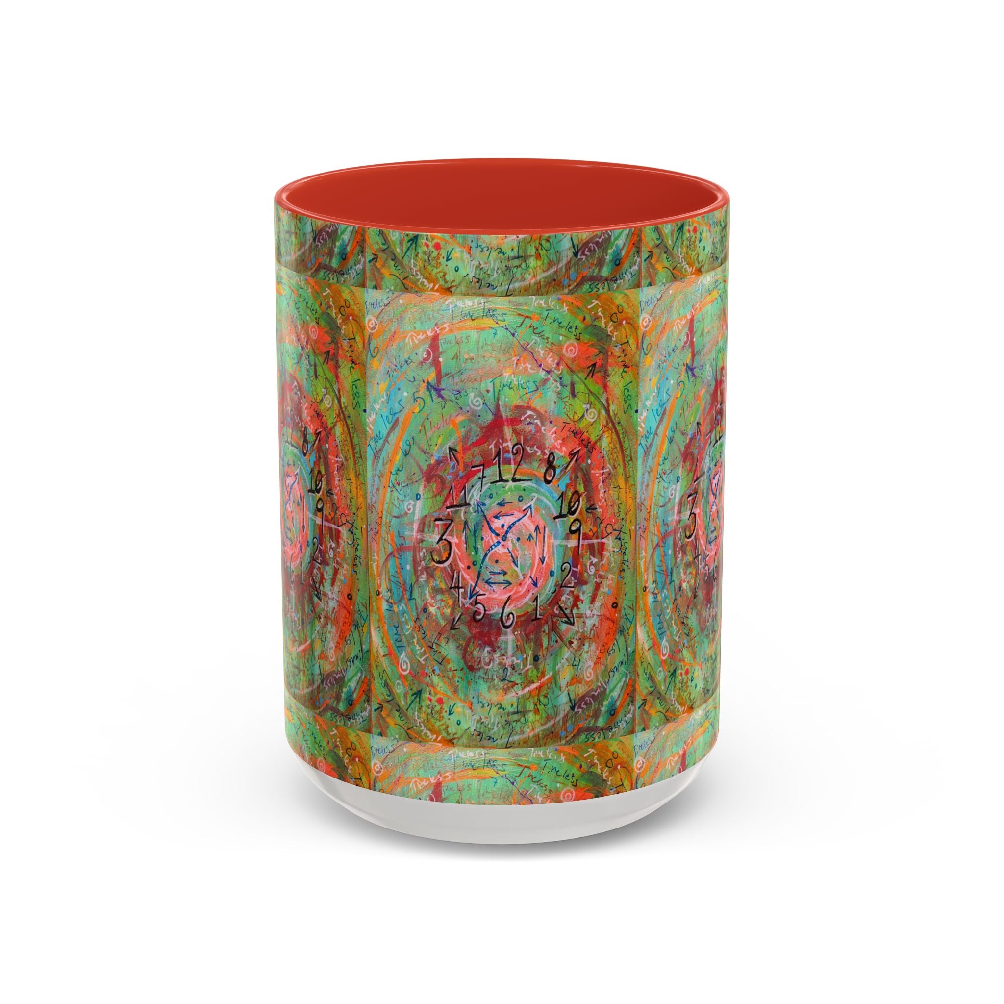 Boho Tarot Clockwork Accent Coffee Mug — Vibrant Abstract Mystic Art (11/15oz)