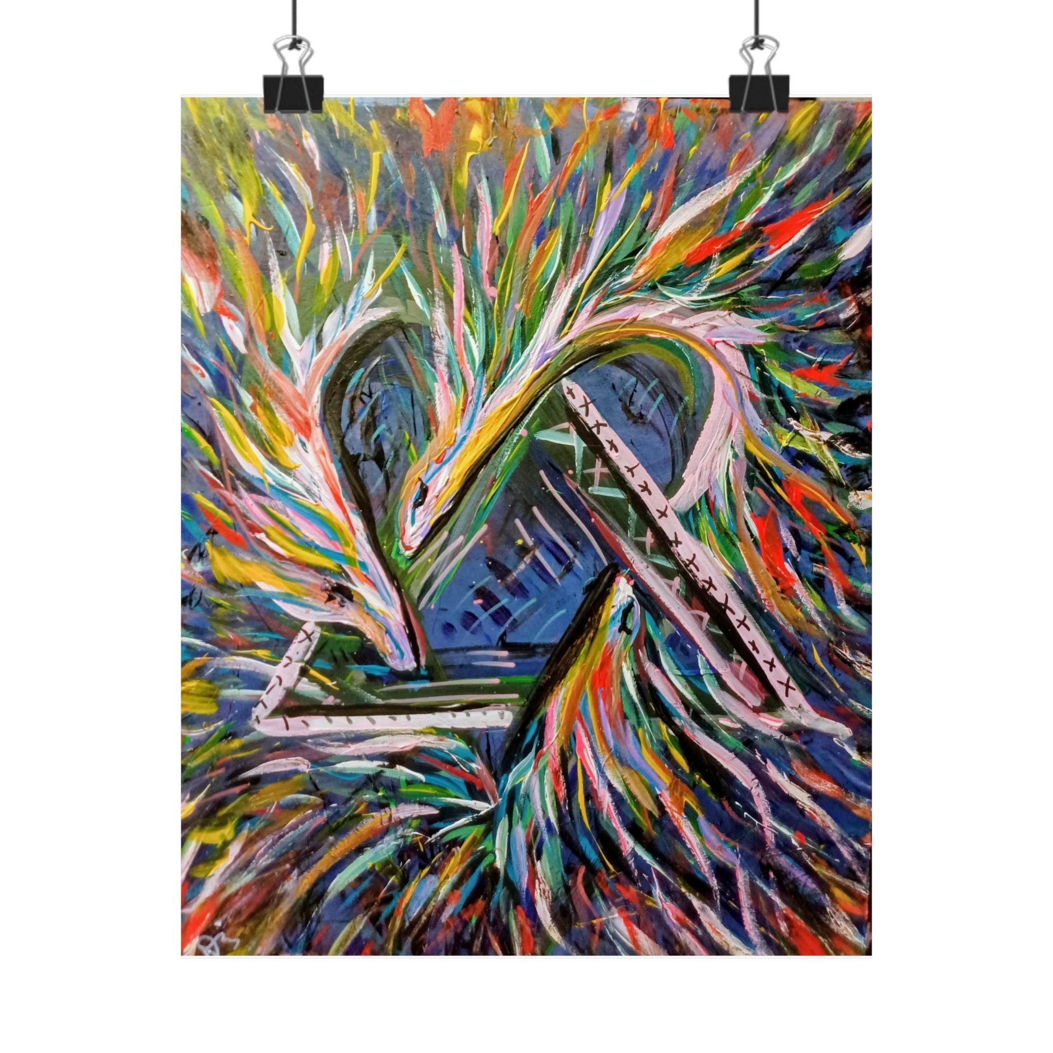 Abstract Colorful Heart Poster — Matte Vertical Art Print
