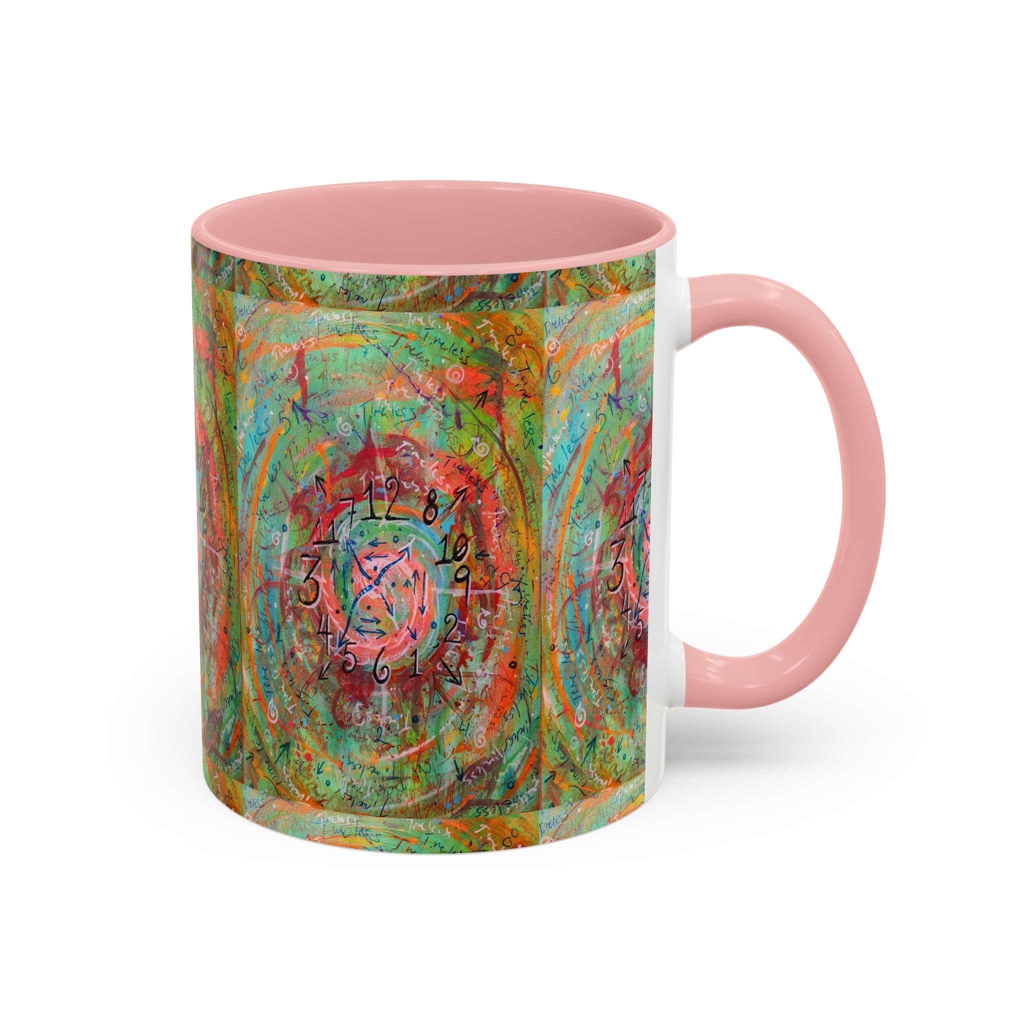 Boho Tarot Clockwork Accent Coffee Mug — Vibrant Abstract Mystic Art (11/15oz)