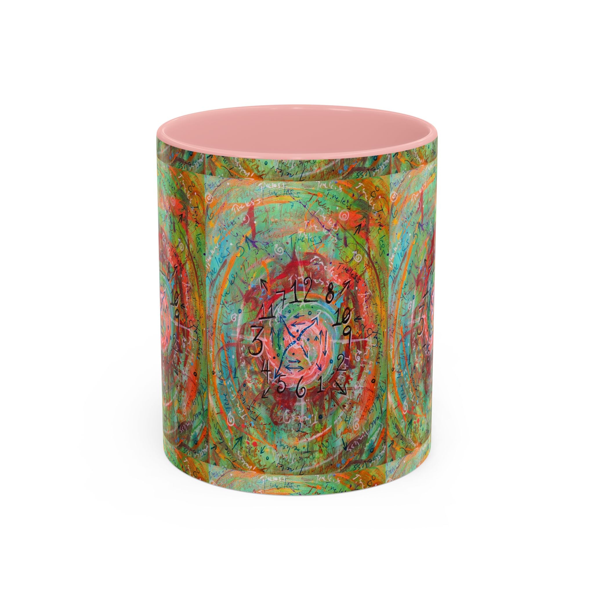 Boho Tarot Clockwork Accent Coffee Mug — Vibrant Abstract Mystic Art (11/15oz)