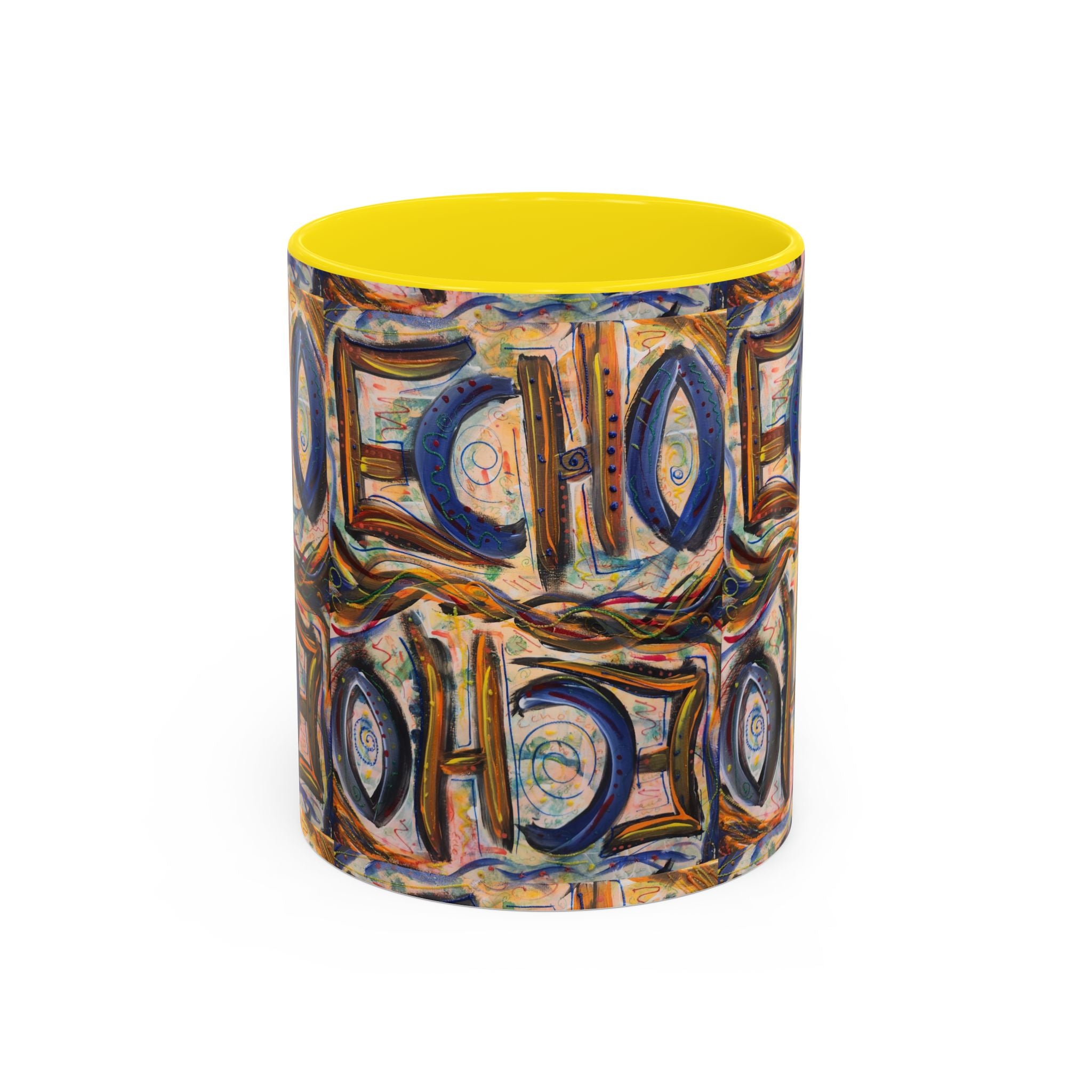 Echo Abstract Geometric Accent Coffee Mug – Colorful Modern Art Design (11/15 oz)