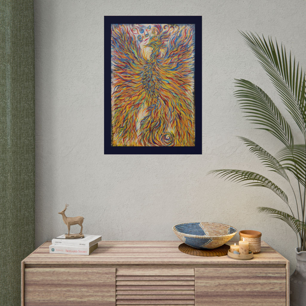 Abstract Phoenix Art Poster — Colorful Whimsical Wall Print