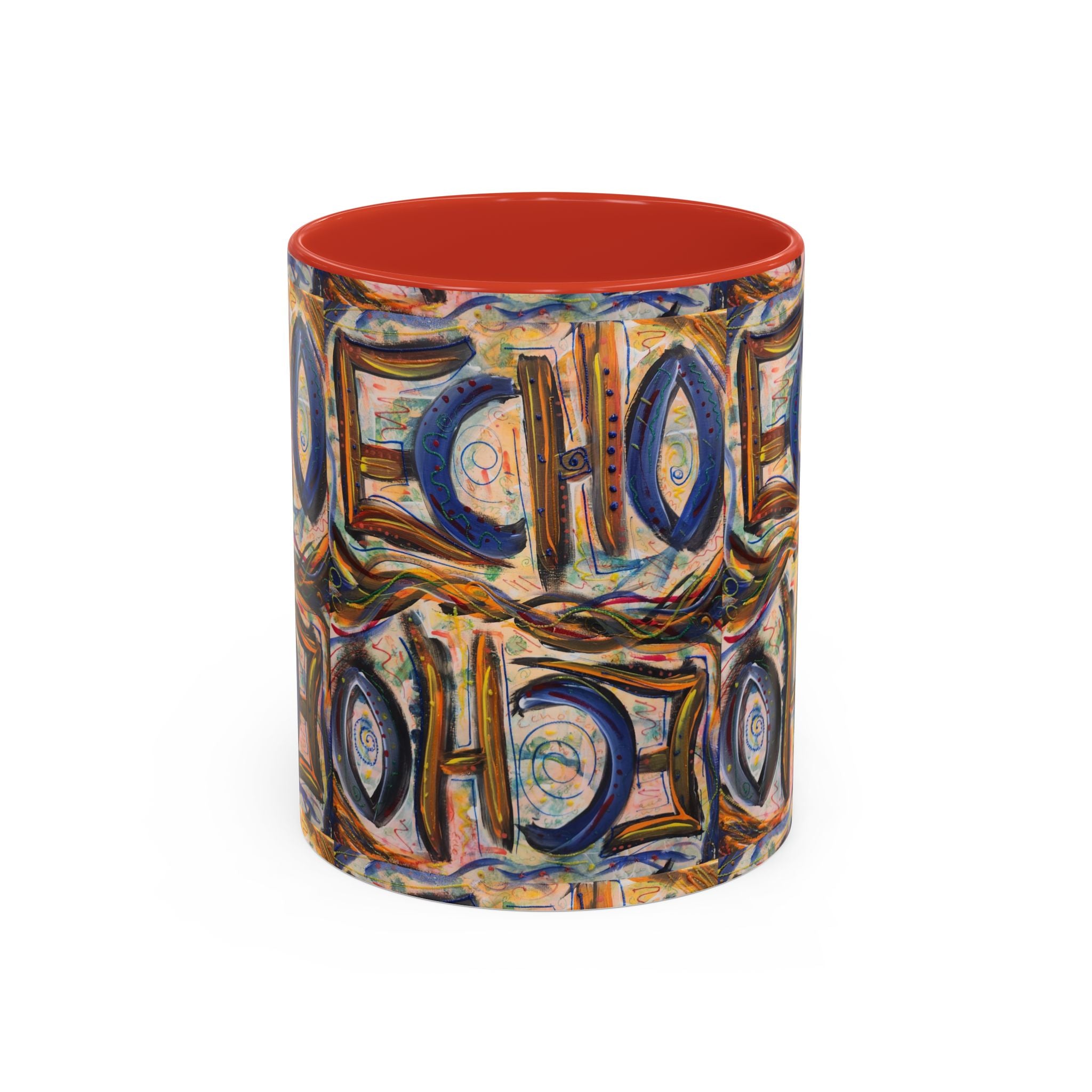 Echo Abstract Geometric Accent Coffee Mug – Colorful Modern Art Design (11/15 oz)