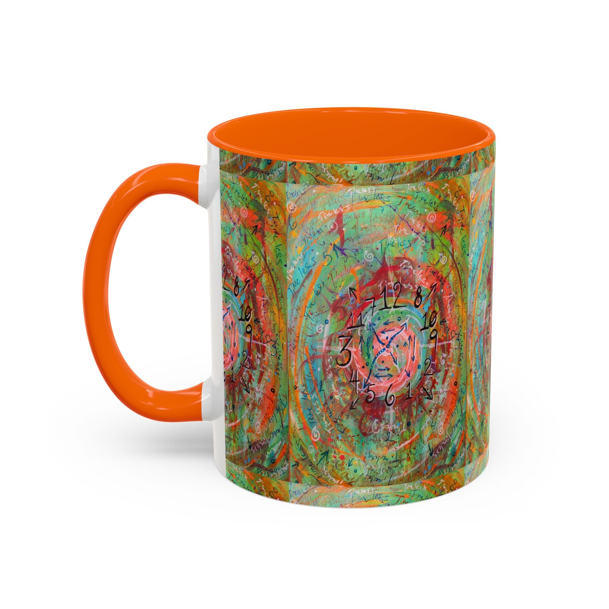Boho Tarot Clockwork Accent Coffee Mug — Vibrant Abstract Mystic Art (11/15oz)