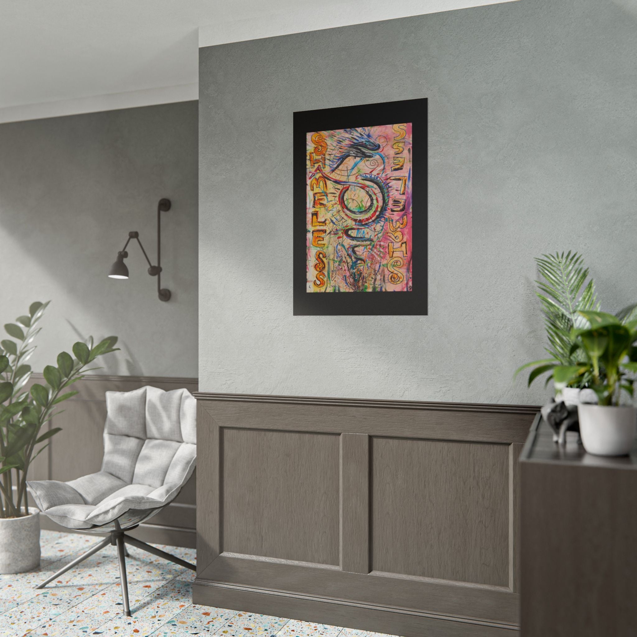 Rolled Poster — Colorful 'Shameless' Abstract Snake Art Print