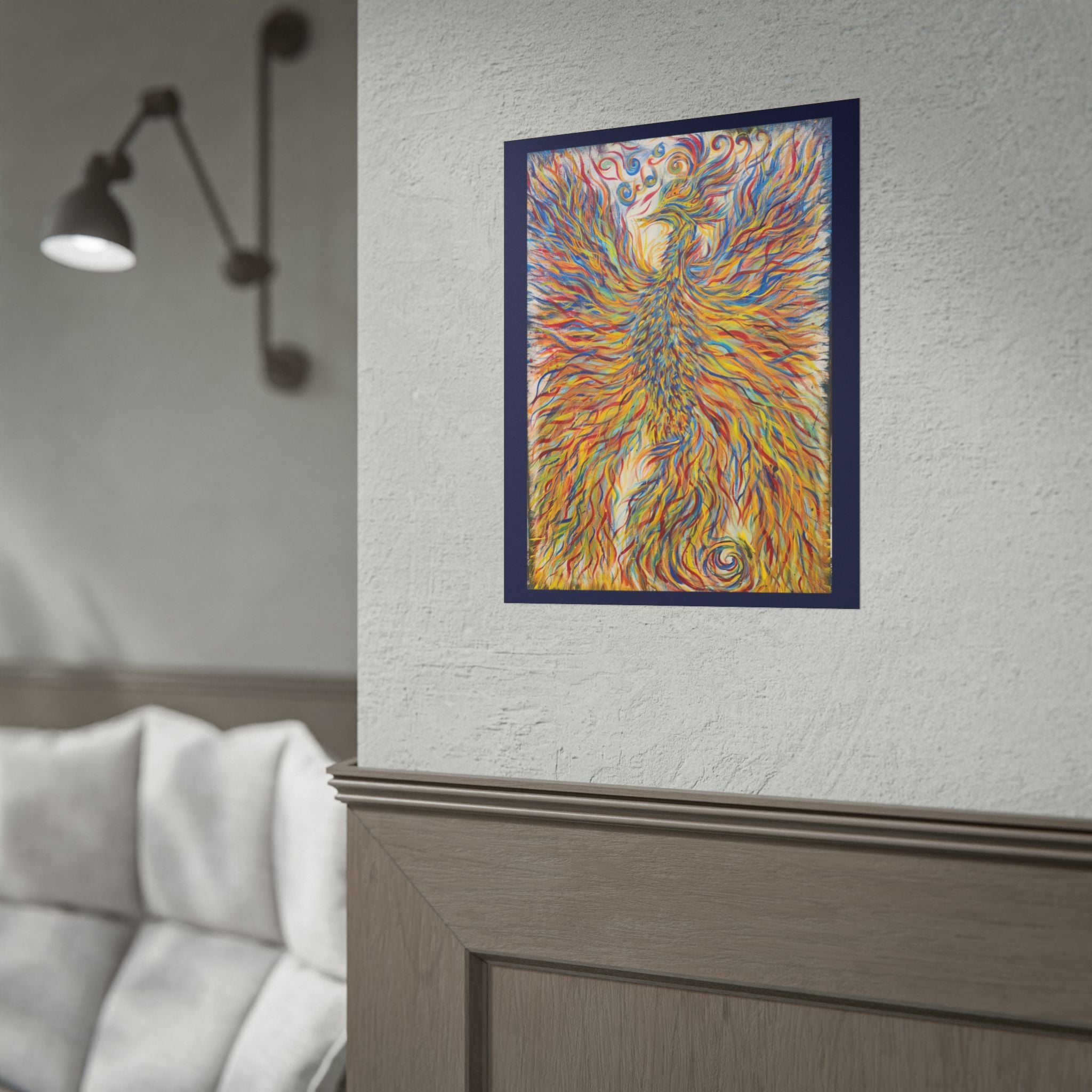 Abstract Phoenix Art Poster — Colorful Whimsical Wall Print