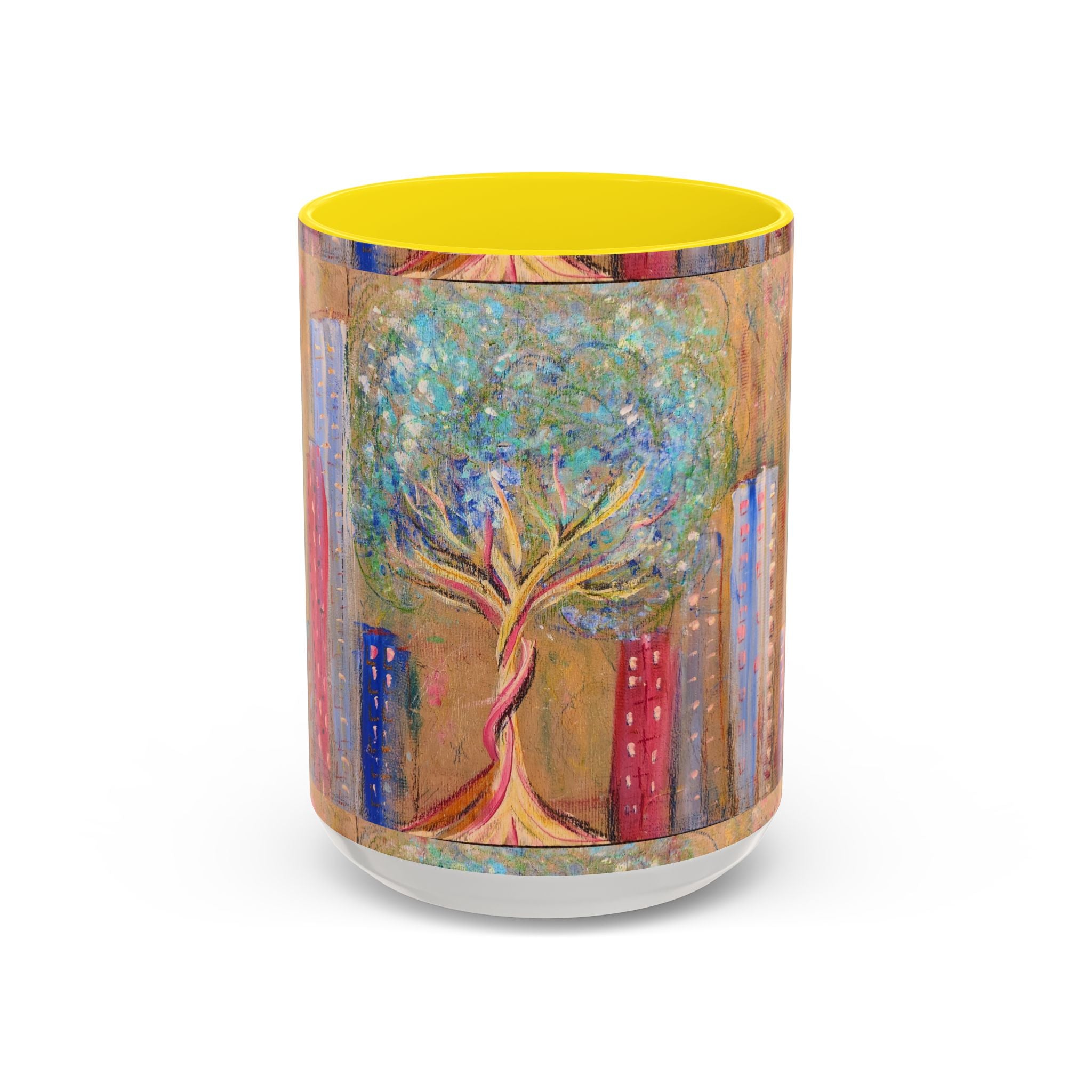 City Tree Coffee Mug — Colorful Urban Tree Art Accent Mug (11/15 oz)