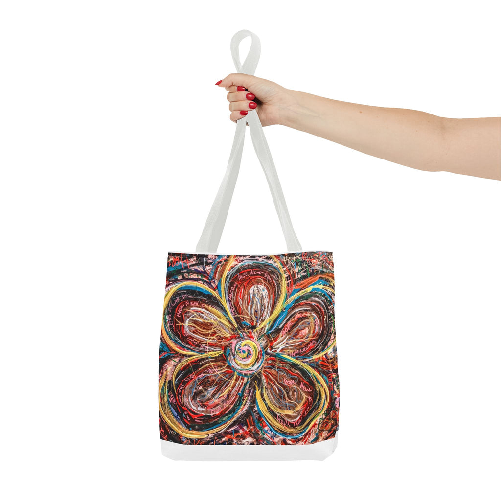 Abstract Flower Tote Bag — Colorful Swirl Bloom All-Over Print Tote