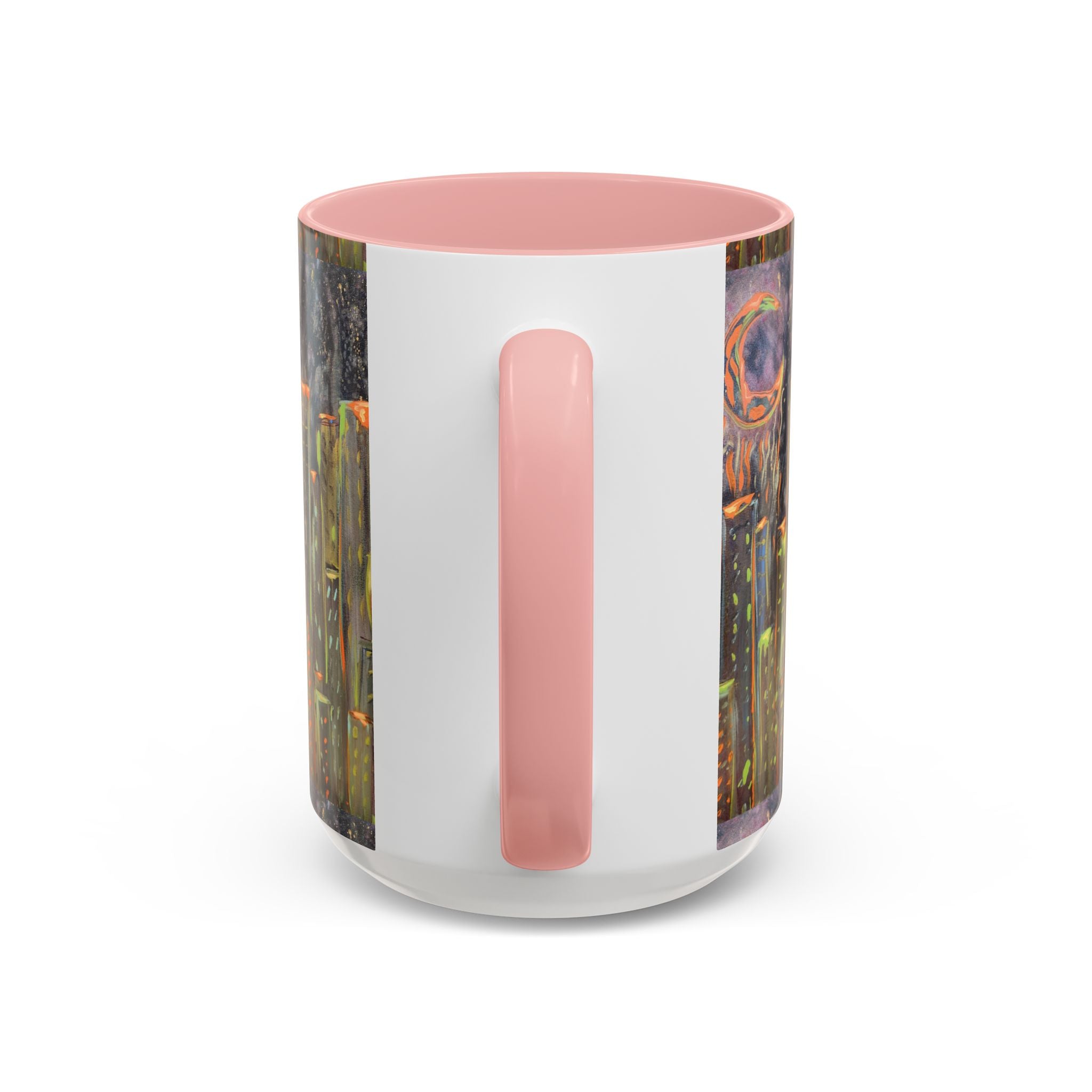 Cityscape Night Coffee Mug — Neon Skyline Art Accent Mug