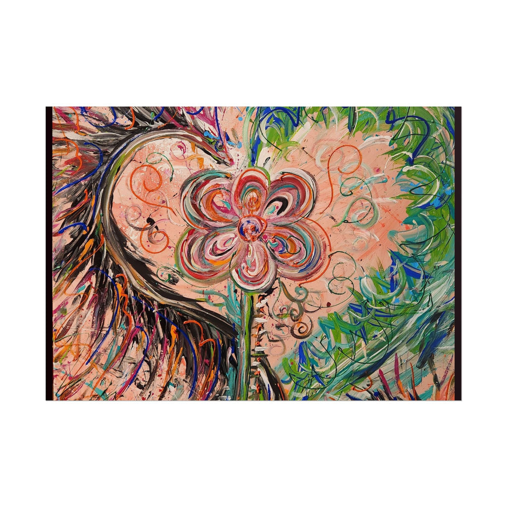 Dragon Abstract Floral Heart Poster — Colorful Swirl Flower Art Print (Rolled Poster)