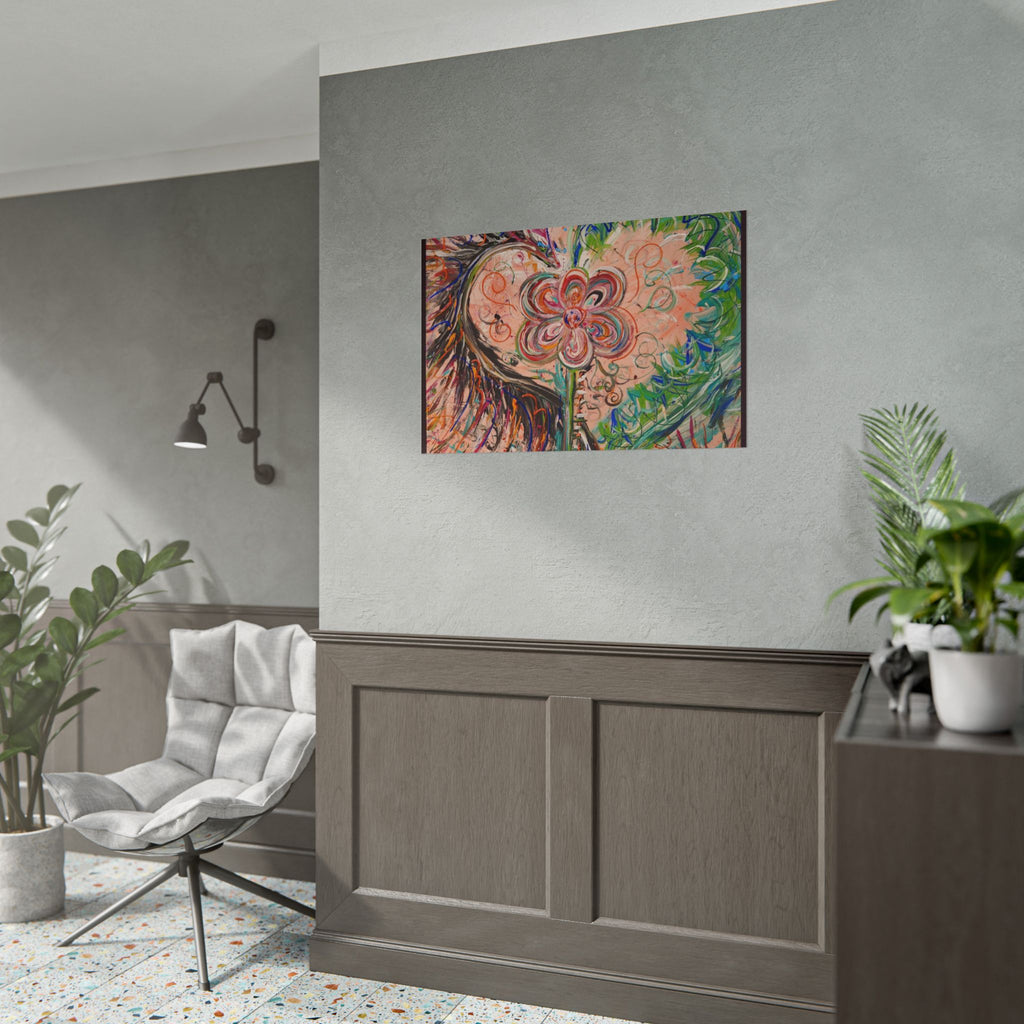 Dragon Abstract Floral Heart Poster — Colorful Swirl Flower Art Print (Rolled Poster)