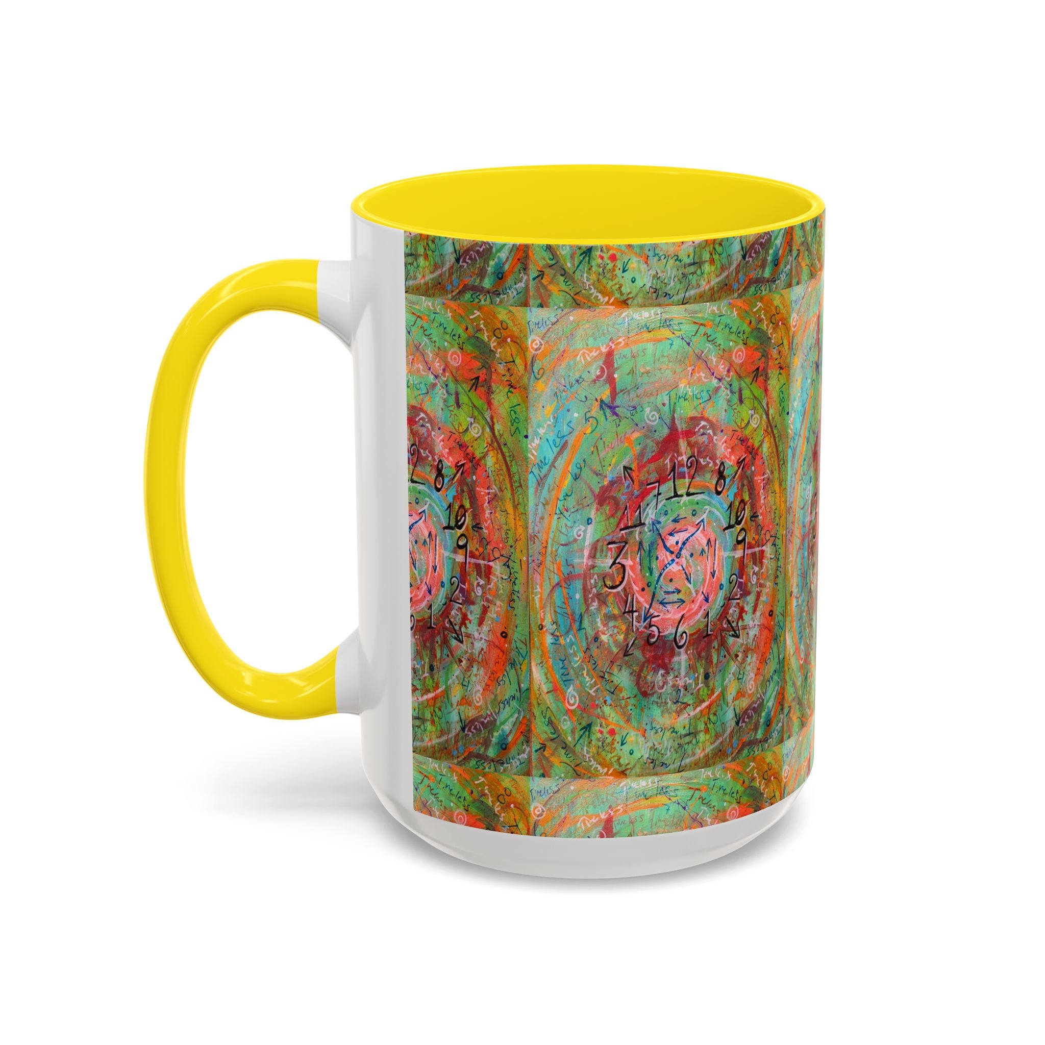 Boho Tarot Clockwork Accent Coffee Mug — Vibrant Abstract Mystic Art (11/15oz)