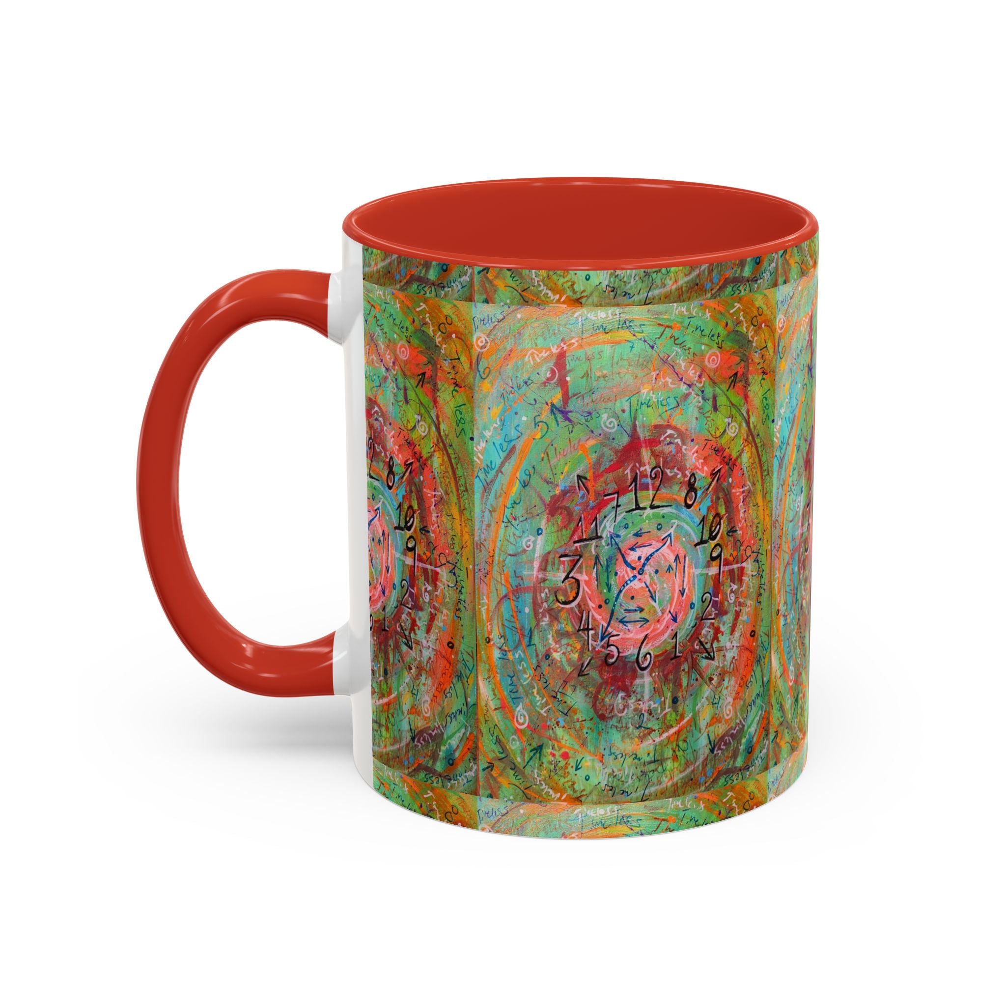 Boho Tarot Clockwork Accent Coffee Mug — Vibrant Abstract Mystic Art (11/15oz)