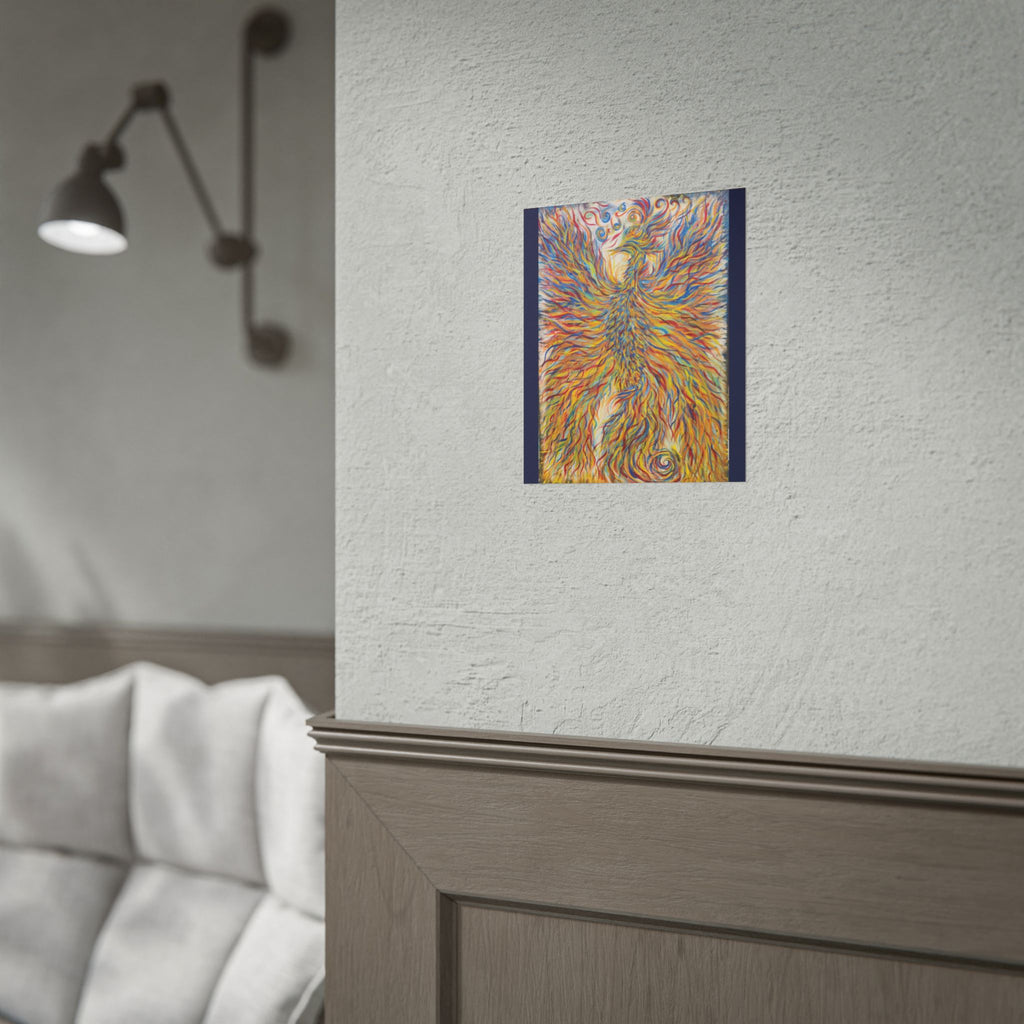 Abstract Phoenix Art Poster — Colorful Whimsical Wall Print