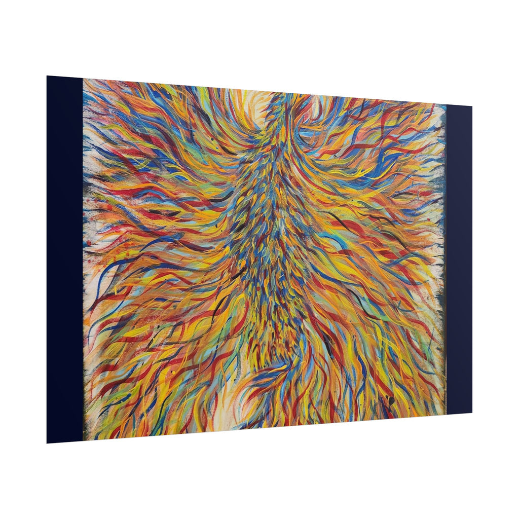 Abstract Phoenix Art Poster — Colorful Whimsical Wall Print