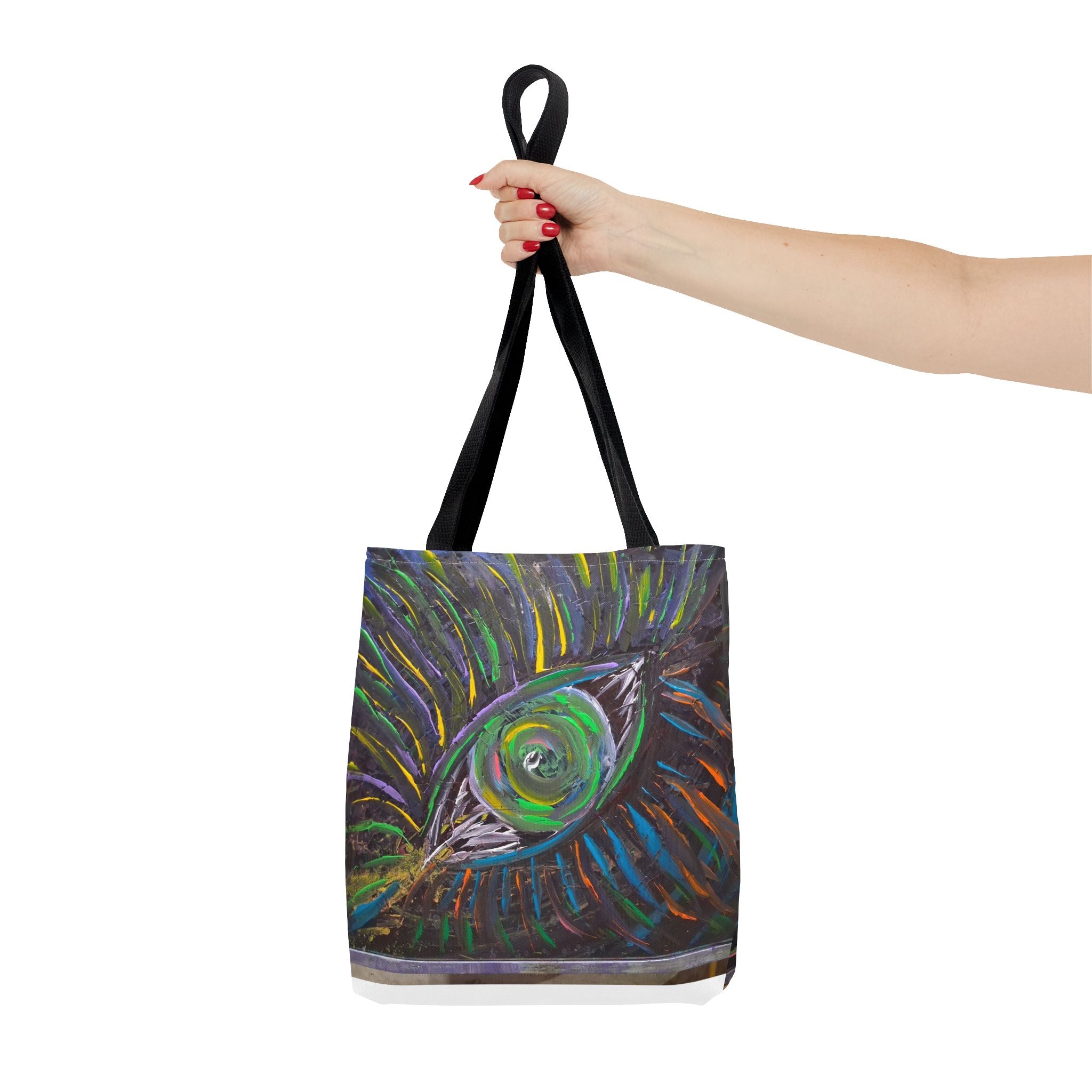 Peacock Eye Art Tote Bag — Colorful Boho AOP Canvas Tote