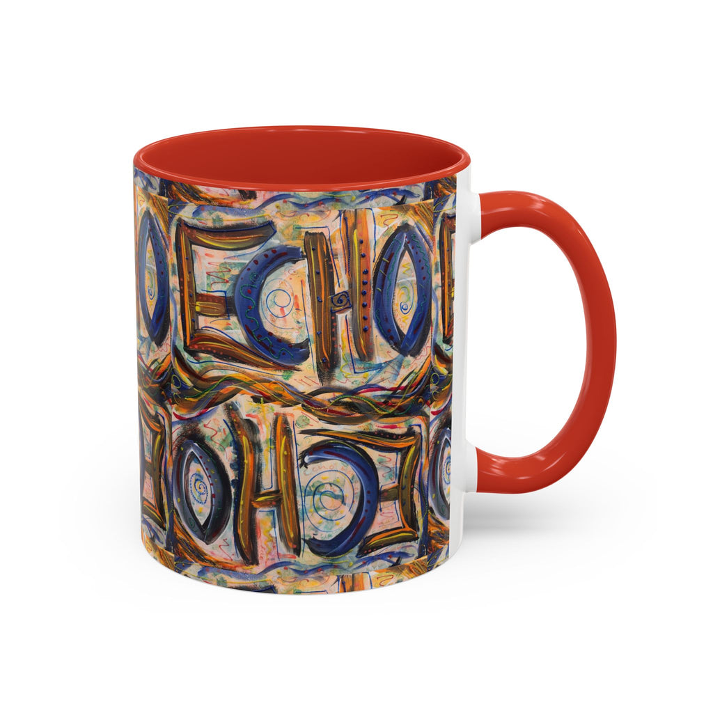 Echo Abstract Geometric Accent Coffee Mug – Colorful Modern Art Design (11/15 oz)