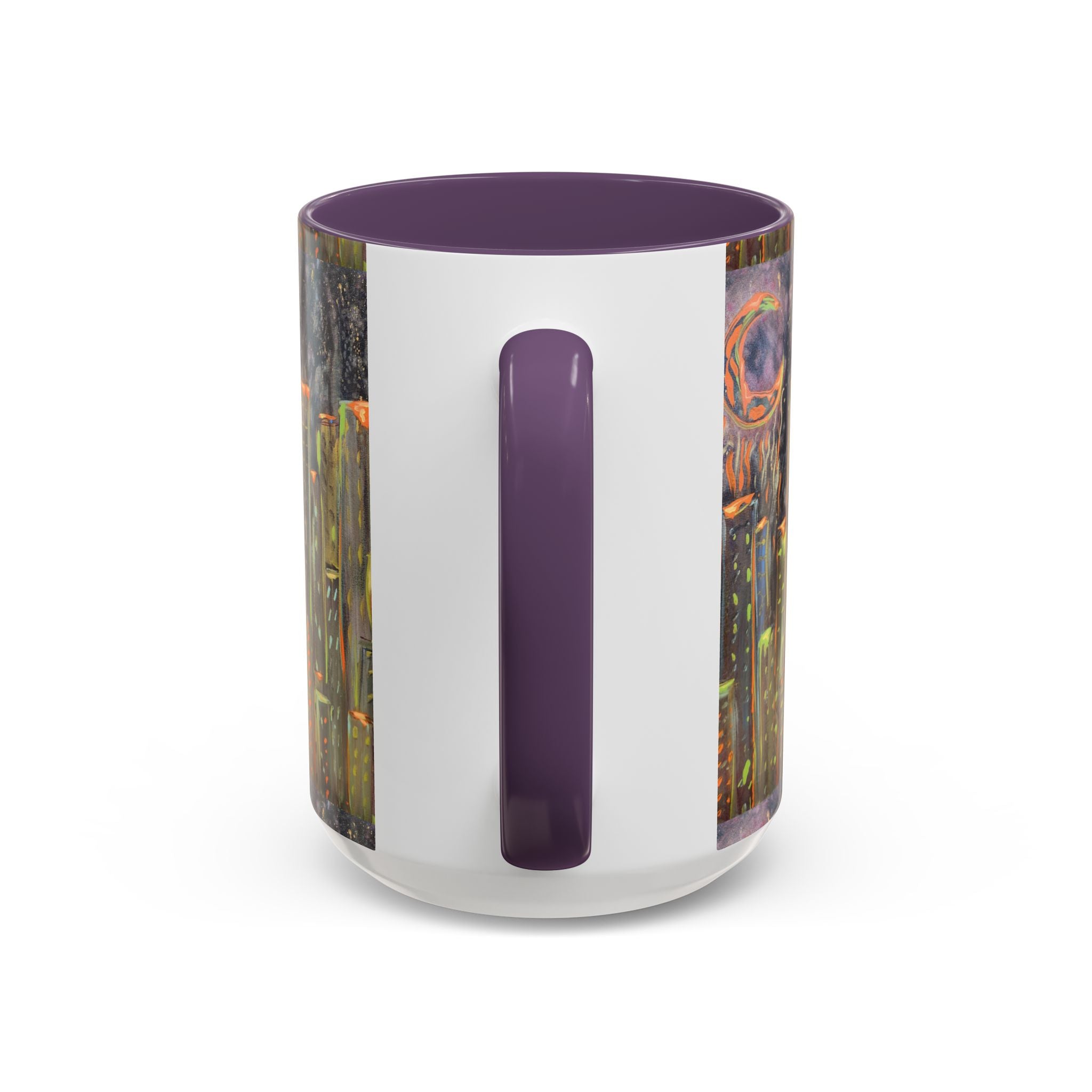Cityscape Night Coffee Mug — Neon Skyline Art Accent Mug