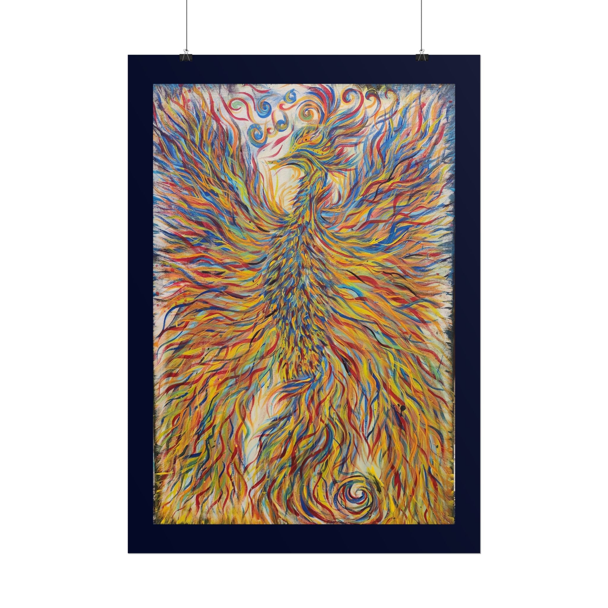 Abstract Phoenix Art Poster — Colorful Whimsical Wall Print