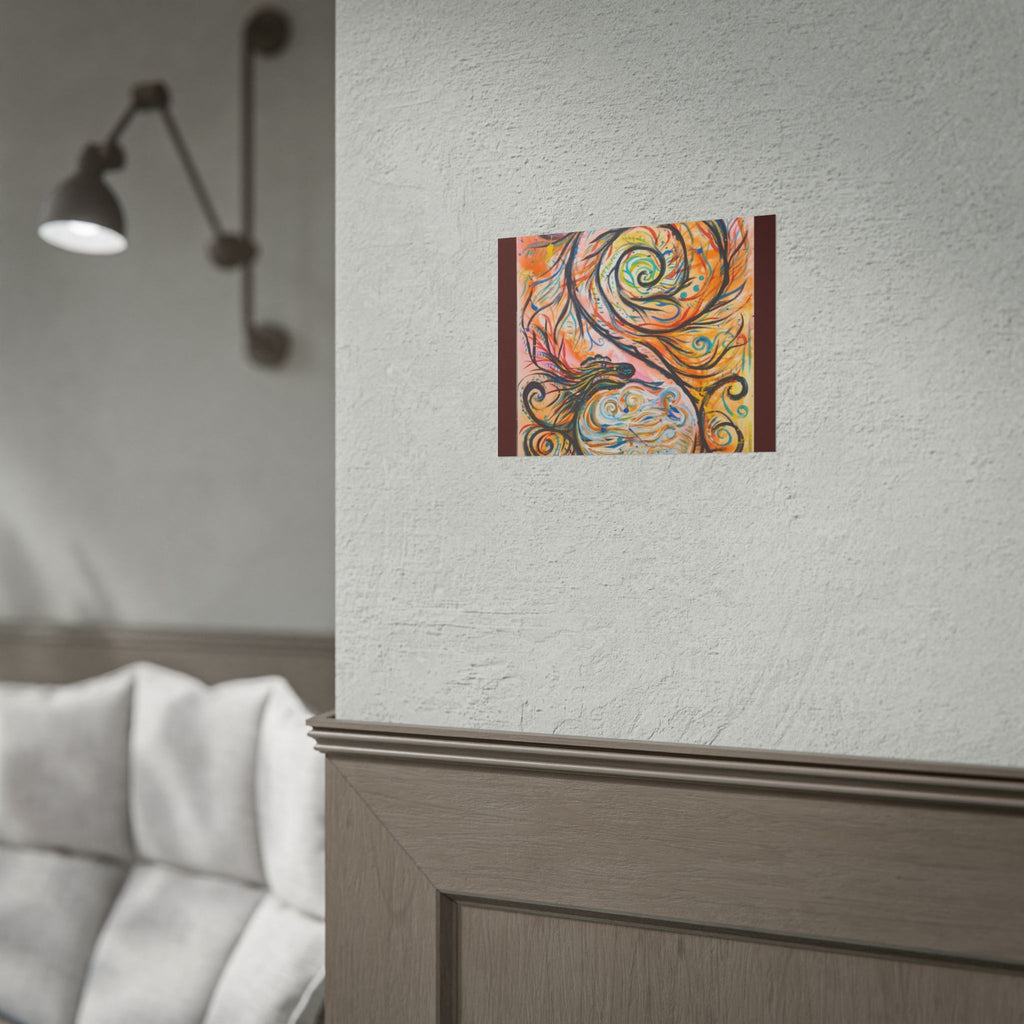 Abstract Spiral Dragon Art Poster – Colorful Swirl Wall Print
