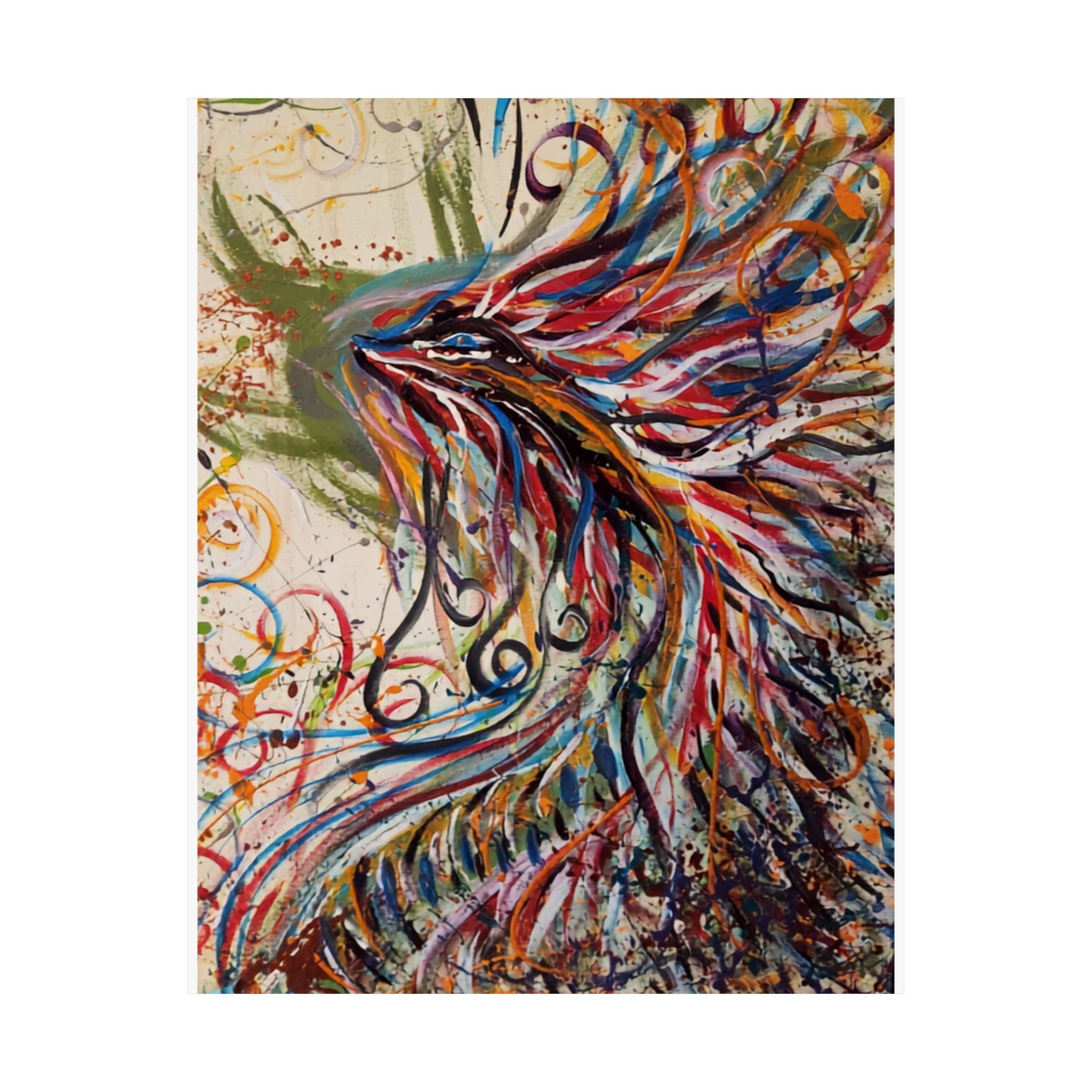 Abstract Colorful Phoenix Poster — Matte Vertical Art Print