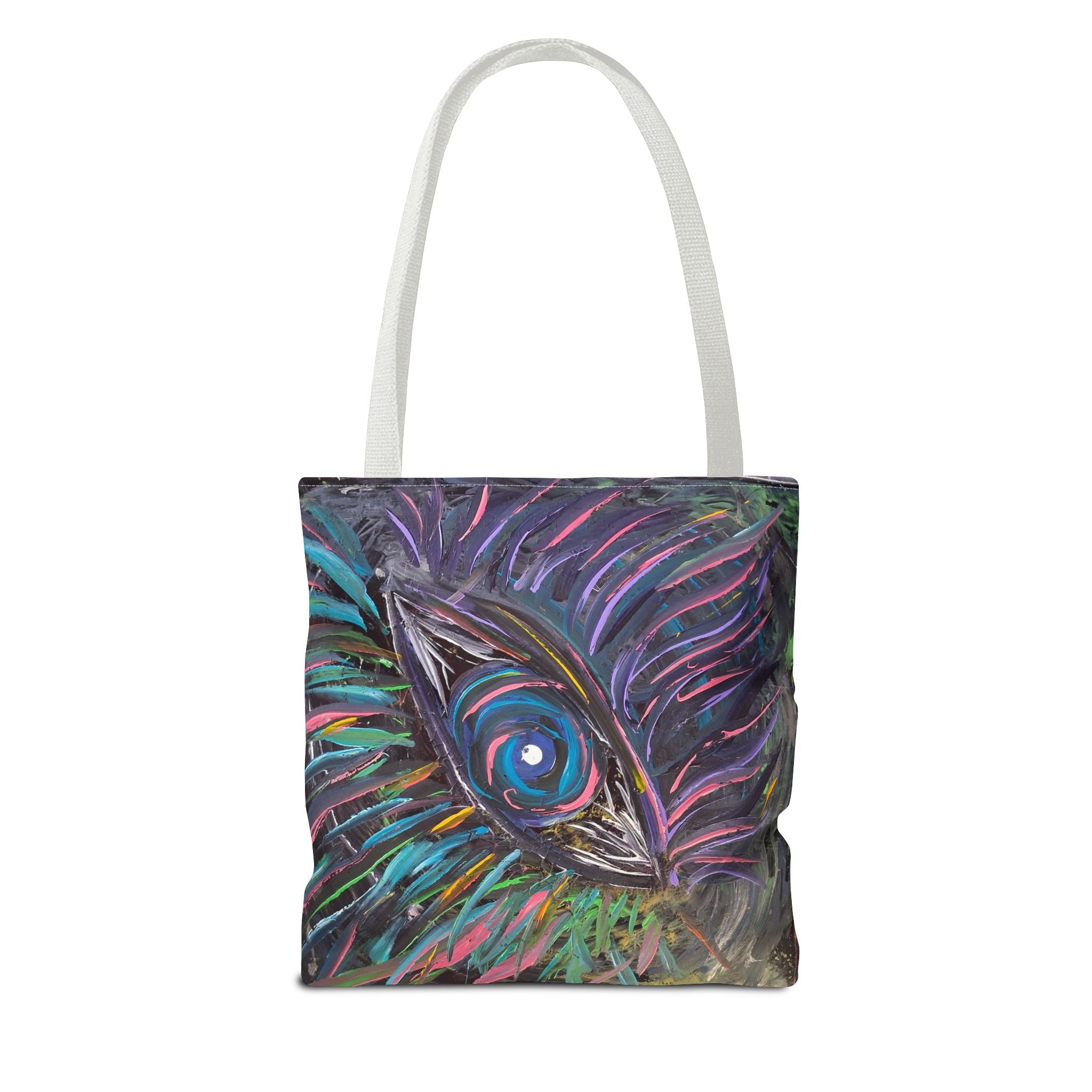 Peacock Eye Art Tote Bag — Colorful Boho AOP Canvas Tote