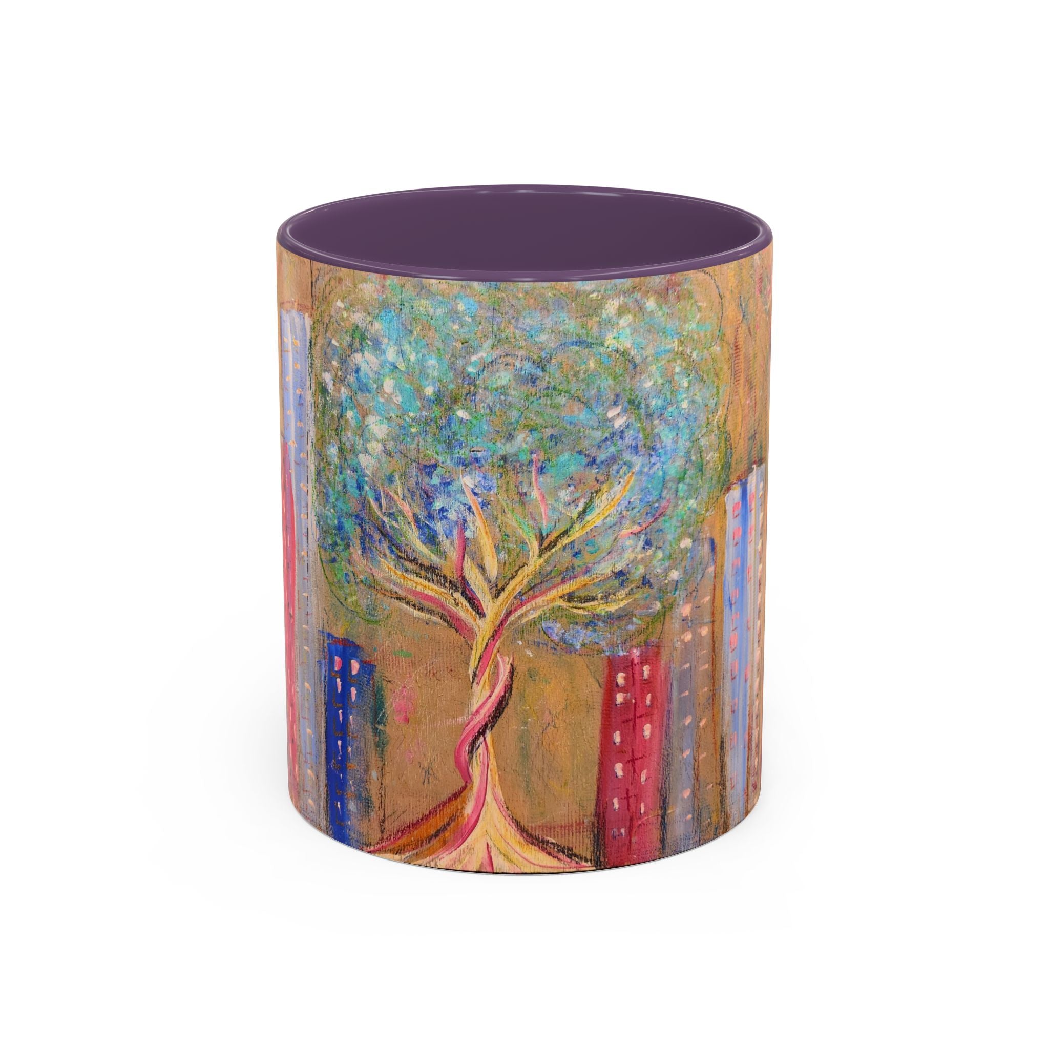 City Tree Coffee Mug — Colorful Urban Tree Art Accent Mug (11/15 oz)