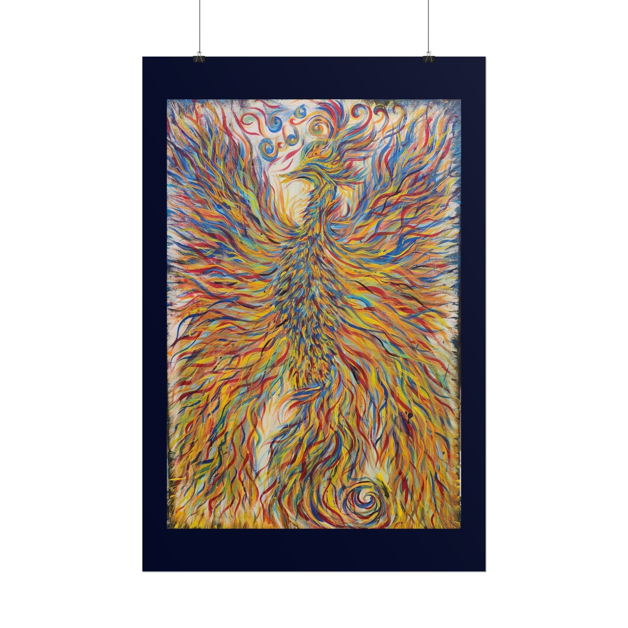 Abstract Phoenix Art Poster — Colorful Whimsical Wall Print