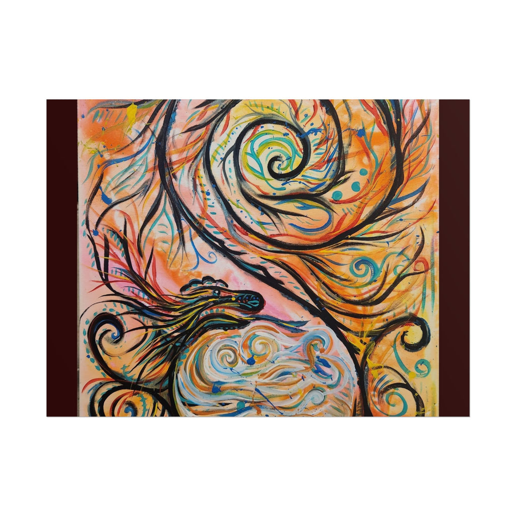 Abstract Spiral Dragon Art Poster – Colorful Swirl Wall Print