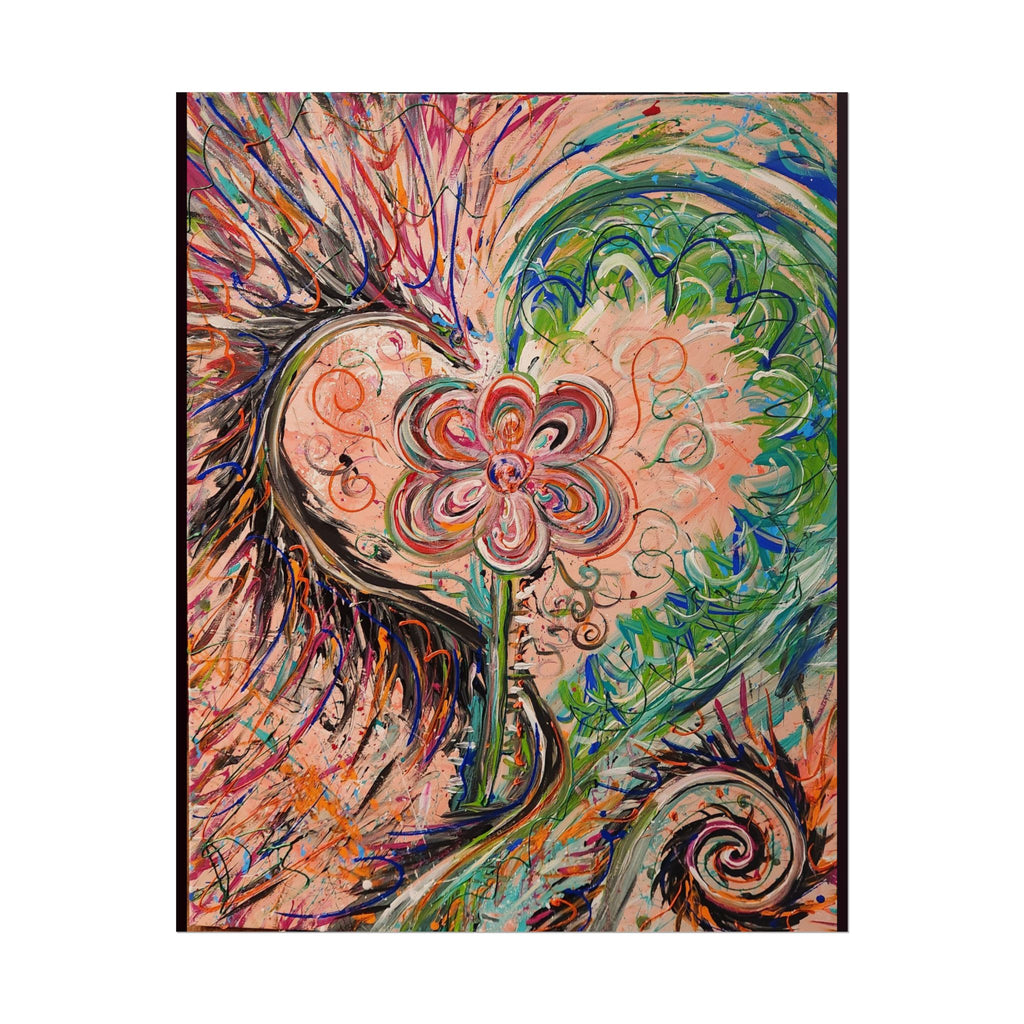 Dragon Abstract Floral Heart Poster — Colorful Swirl Flower Art Print (Rolled Poster)