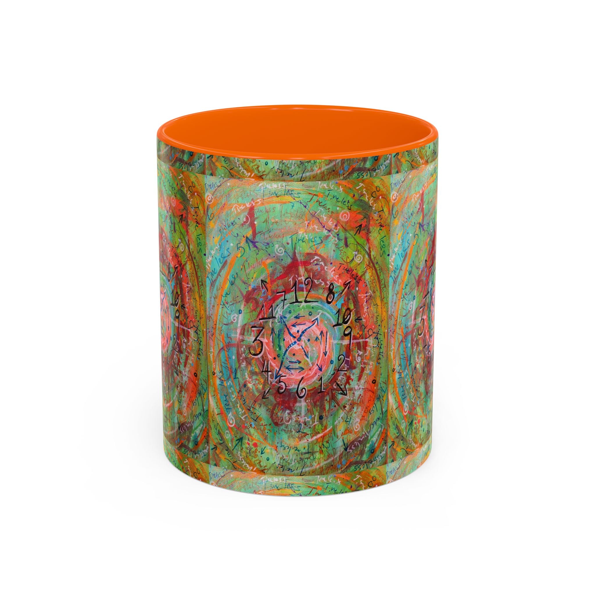 Boho Tarot Clockwork Accent Coffee Mug — Vibrant Abstract Mystic Art (11/15oz)