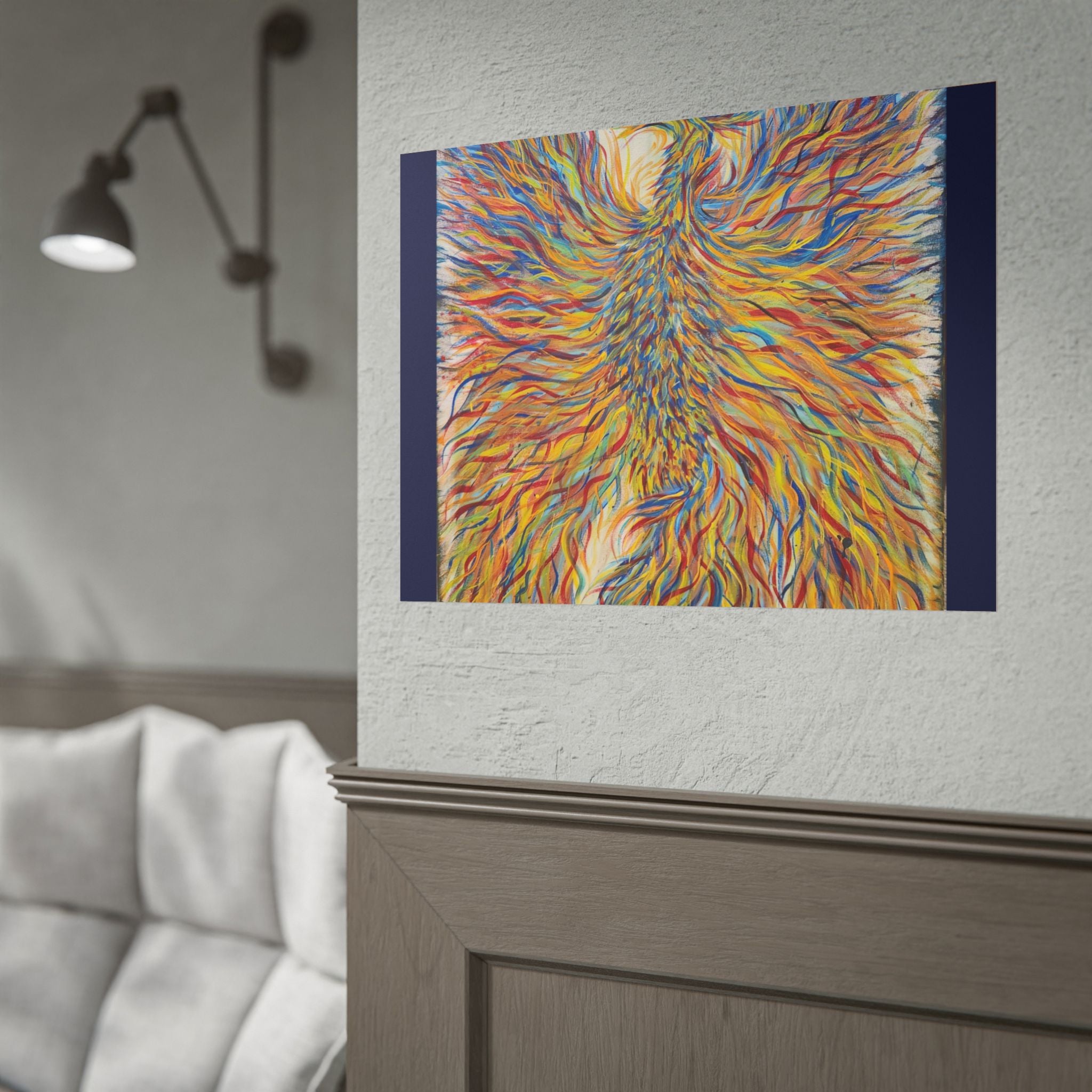 Abstract Phoenix Art Poster — Colorful Whimsical Wall Print