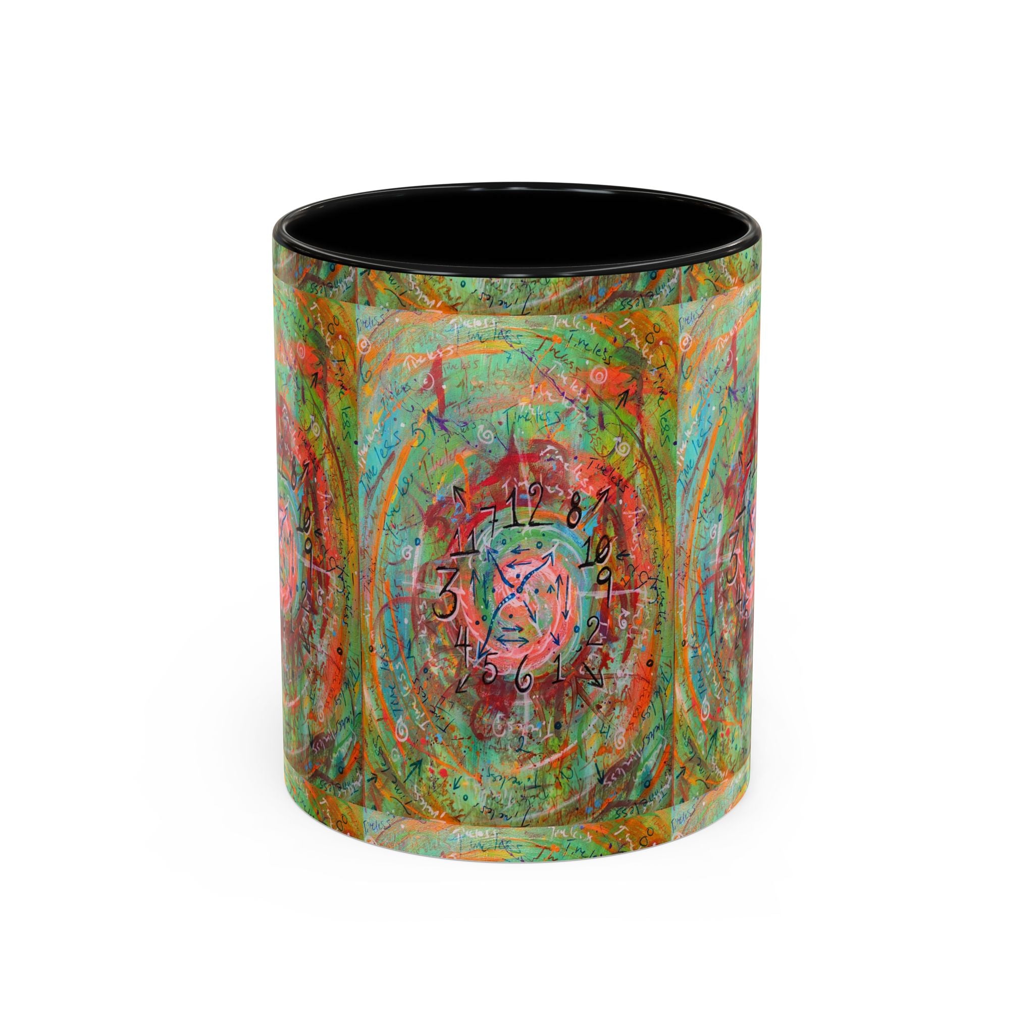 Boho Tarot Clockwork Accent Coffee Mug — Vibrant Abstract Mystic Art (11/15oz)