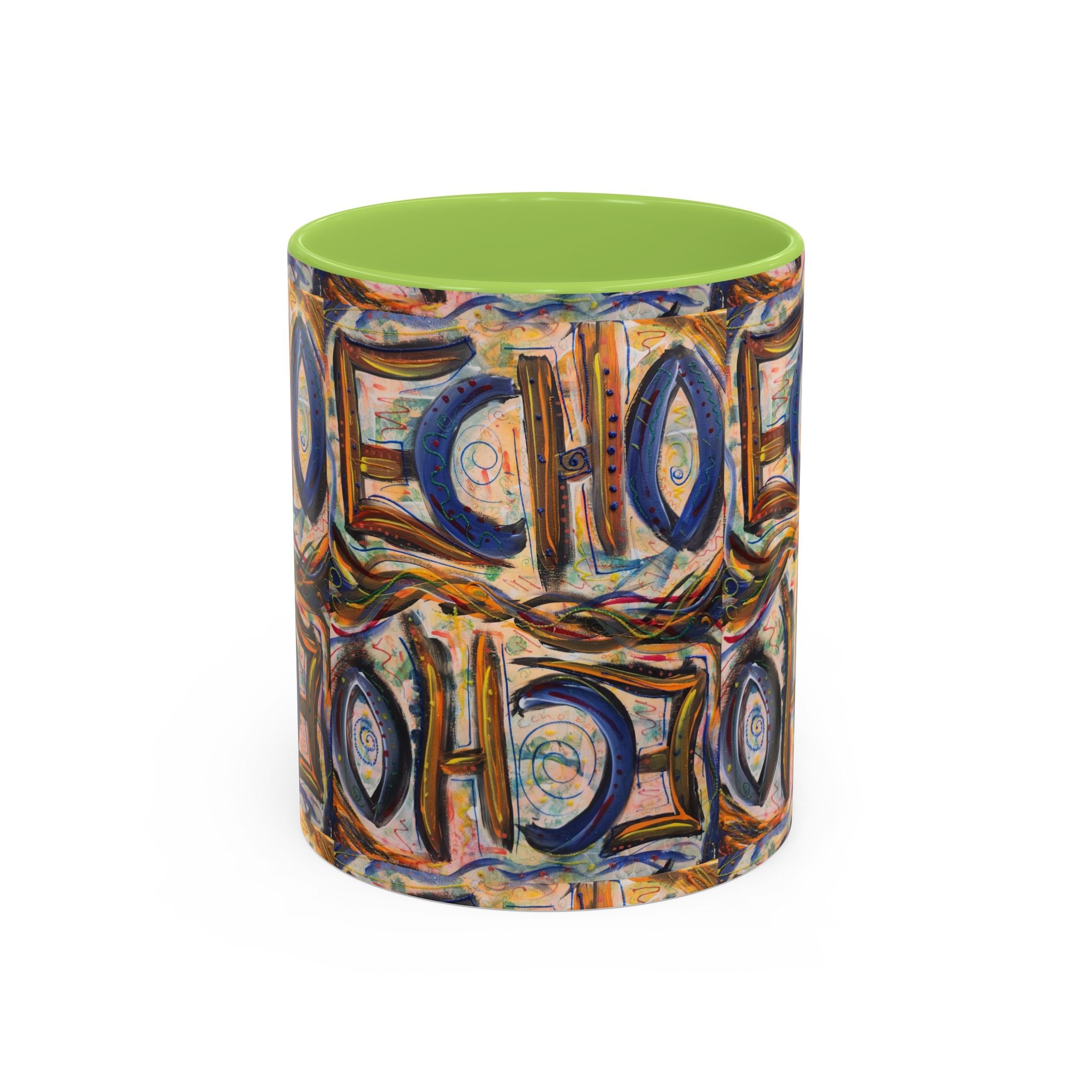 Echo Abstract Geometric Accent Coffee Mug – Colorful Modern Art Design (11/15 oz)