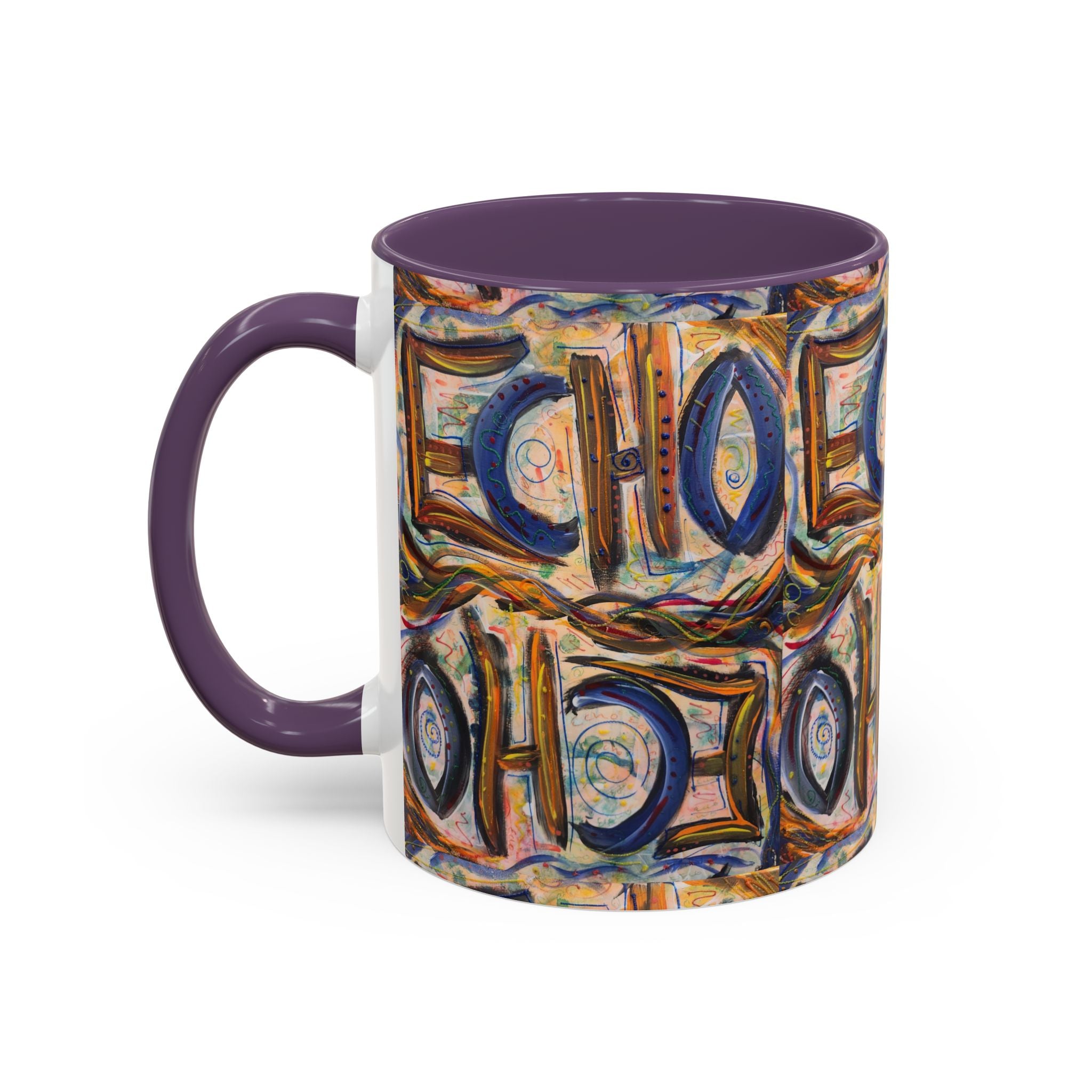 Echo Abstract Geometric Accent Coffee Mug – Colorful Modern Art Design (11/15 oz)