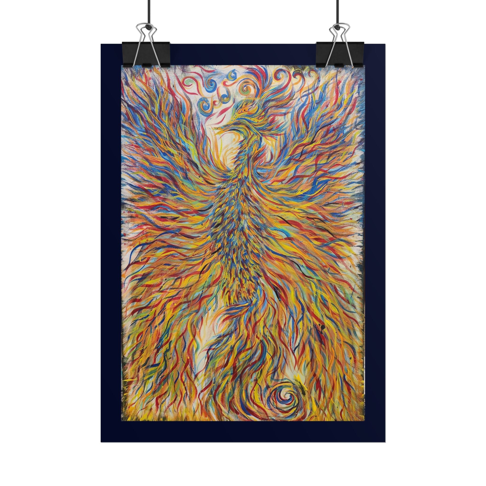 Abstract Phoenix Art Poster — Colorful Whimsical Wall Print