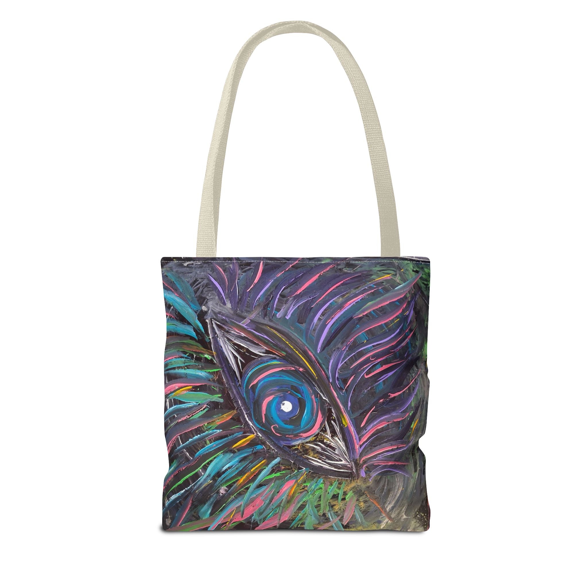 Peacock Eye Art Tote Bag — Colorful Boho AOP Canvas Tote