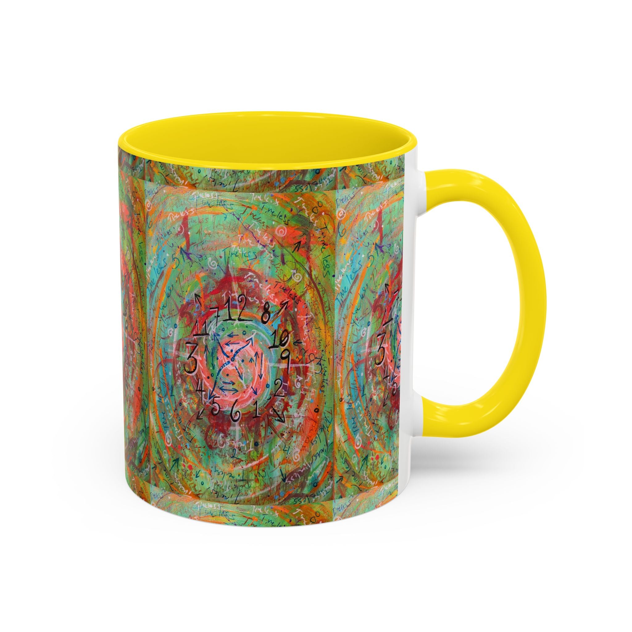Boho Tarot Clockwork Accent Coffee Mug — Vibrant Abstract Mystic Art (11/15oz)