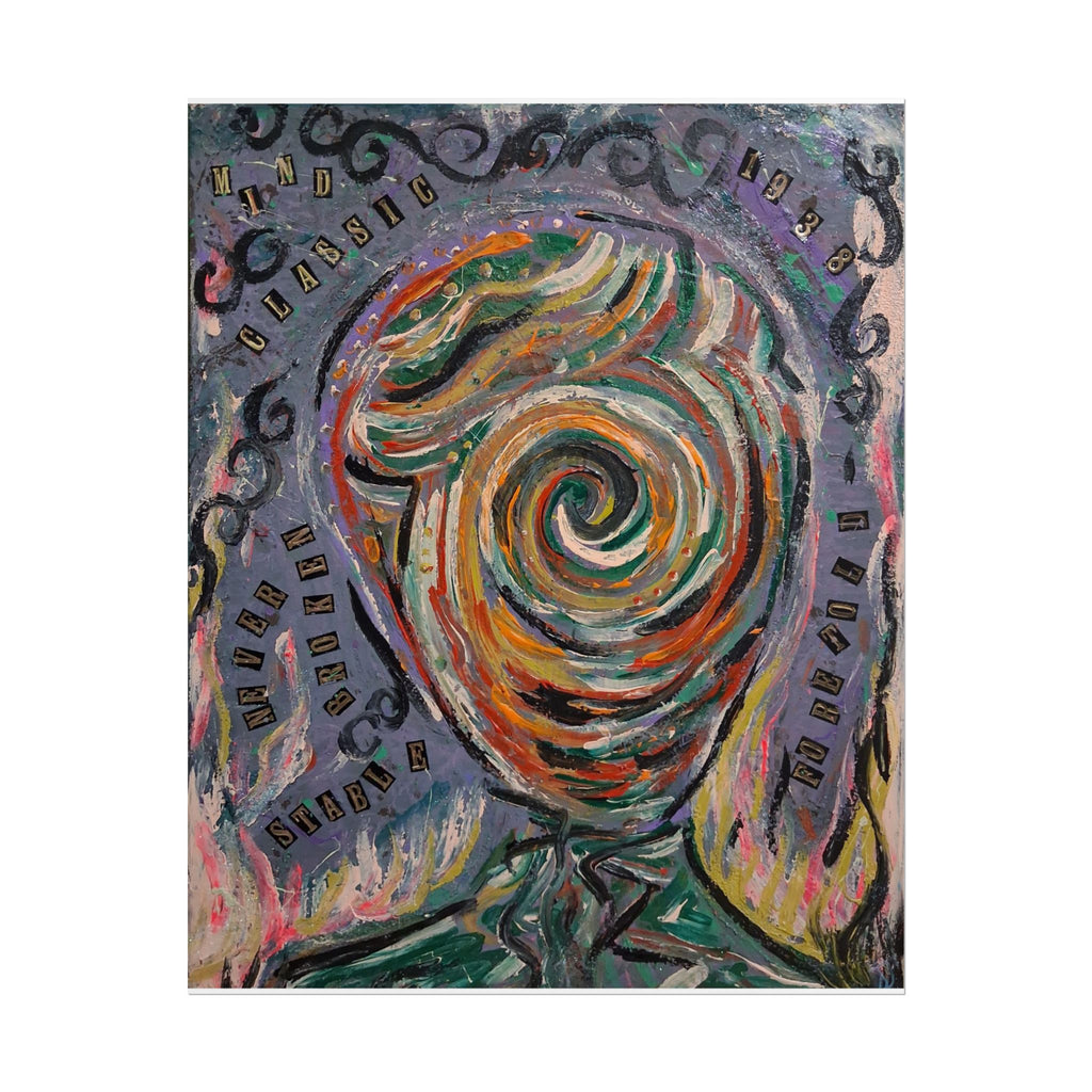 Surreal Swirl Face Poster — Abstract Expressionist Rolled Art Print